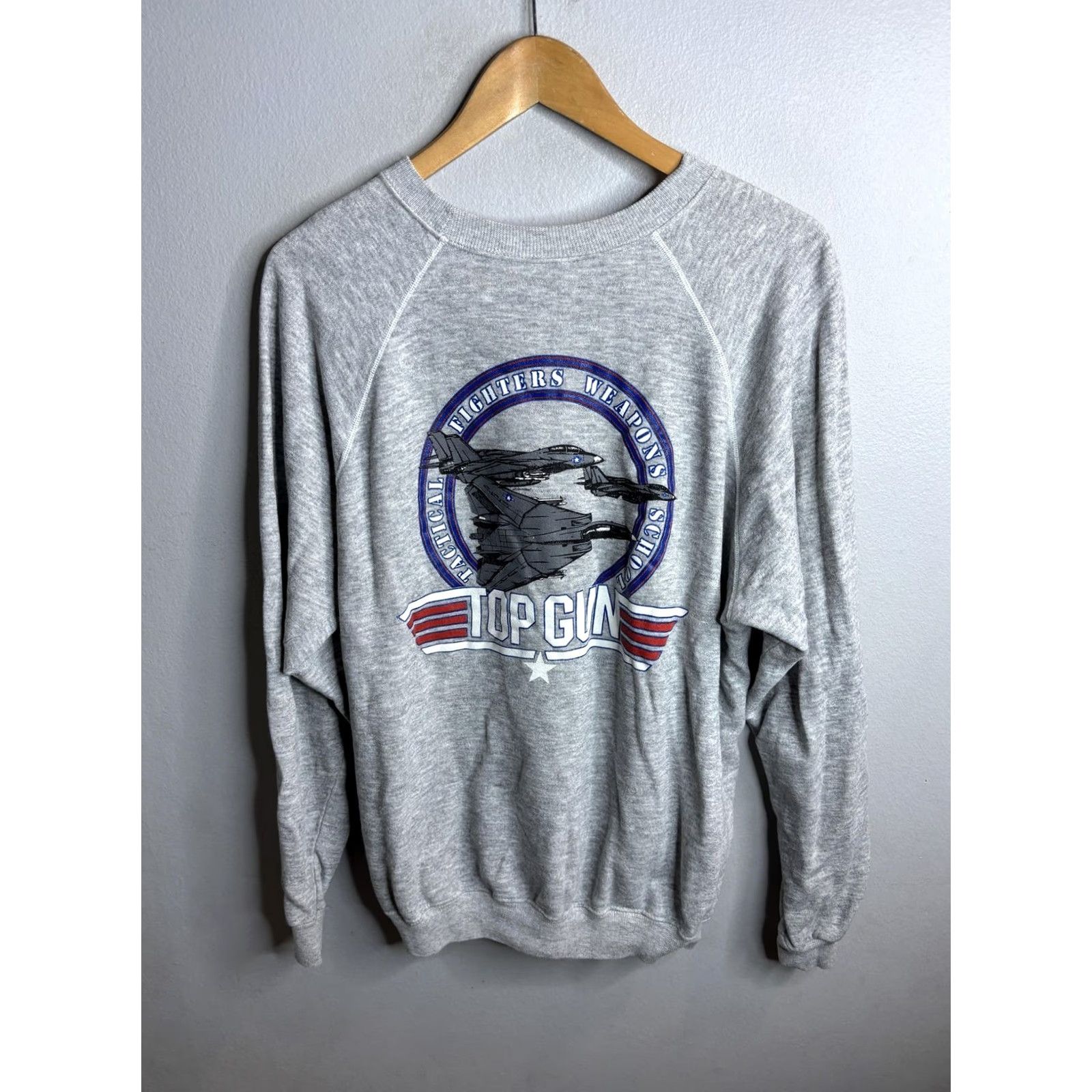 Hanes VINTAGE Hanes Sweatshirt Mens XL Gray Top Gun Crewneck 80s Graphic Print Fighter Weapons School 50/46/4 Cotton Acrylic Rayon USA Size US XL / EU 56 / 4 - 2 Thumbnail
