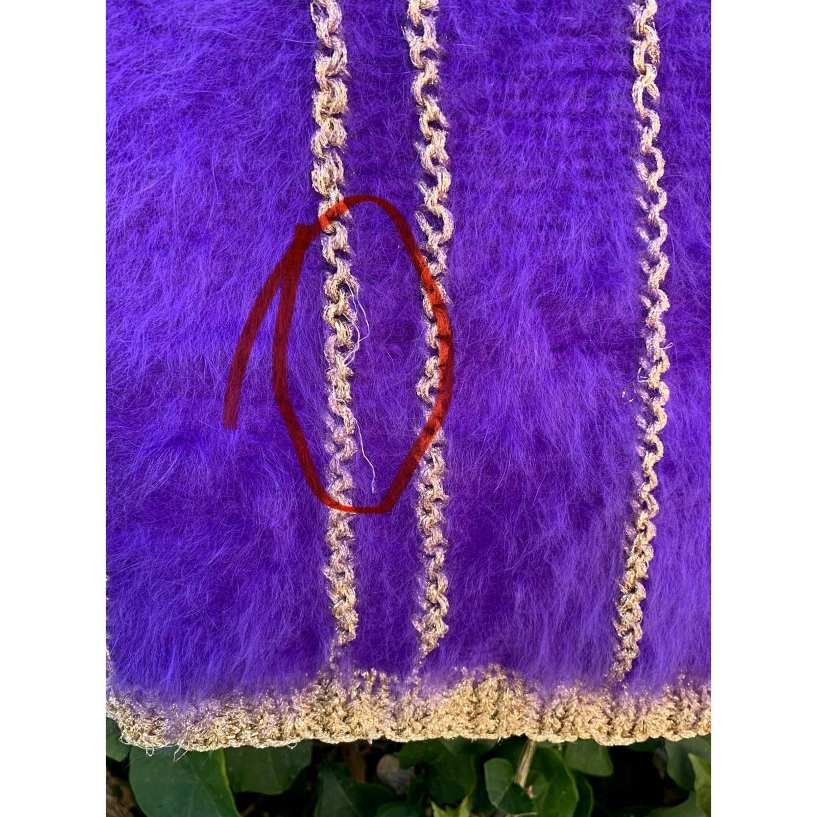 Vintage VINTAGE Martesa West Hampton Beach Purple Fuzzy Angora Gold Metallic Knit S Size S / US 4 / IT 40 - 6 Thumbnail