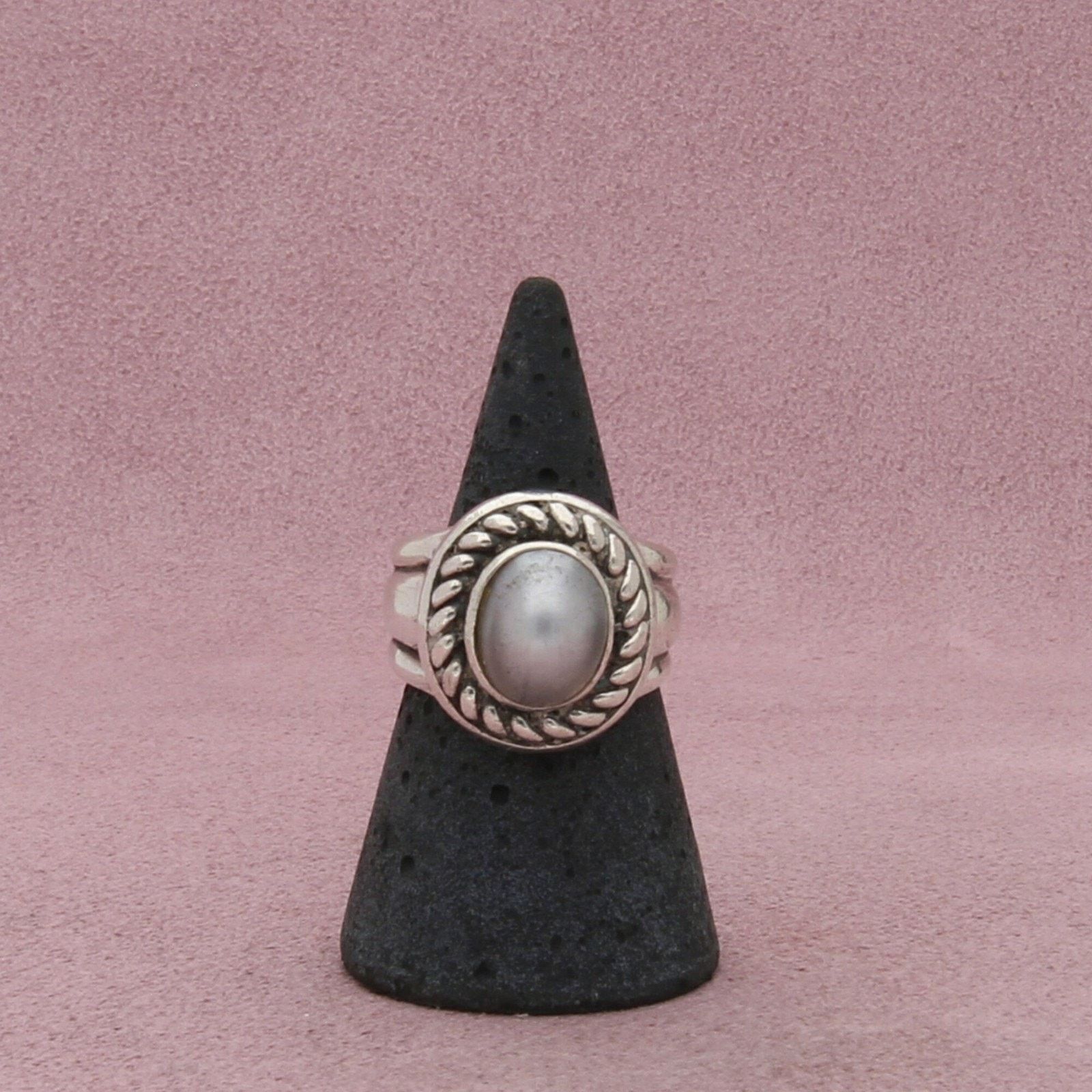 Sterling Silver sterling silver braided grey pearl ring size 7 Size ONE SIZE - 3 Thumbnail