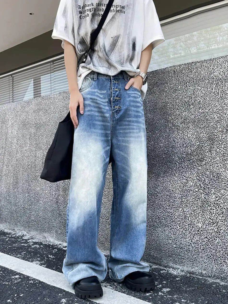 Japanese Brand Retro Versatile Loose Straight Leg Wide Leg Jeans Size US 30 / EU 46 - 6 Thumbnail
