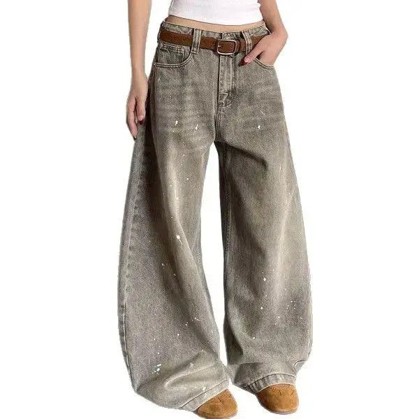Japanese Brand Retro loose grey splashed ink jeans Size US 32 / EU 48 - 5 Thumbnail