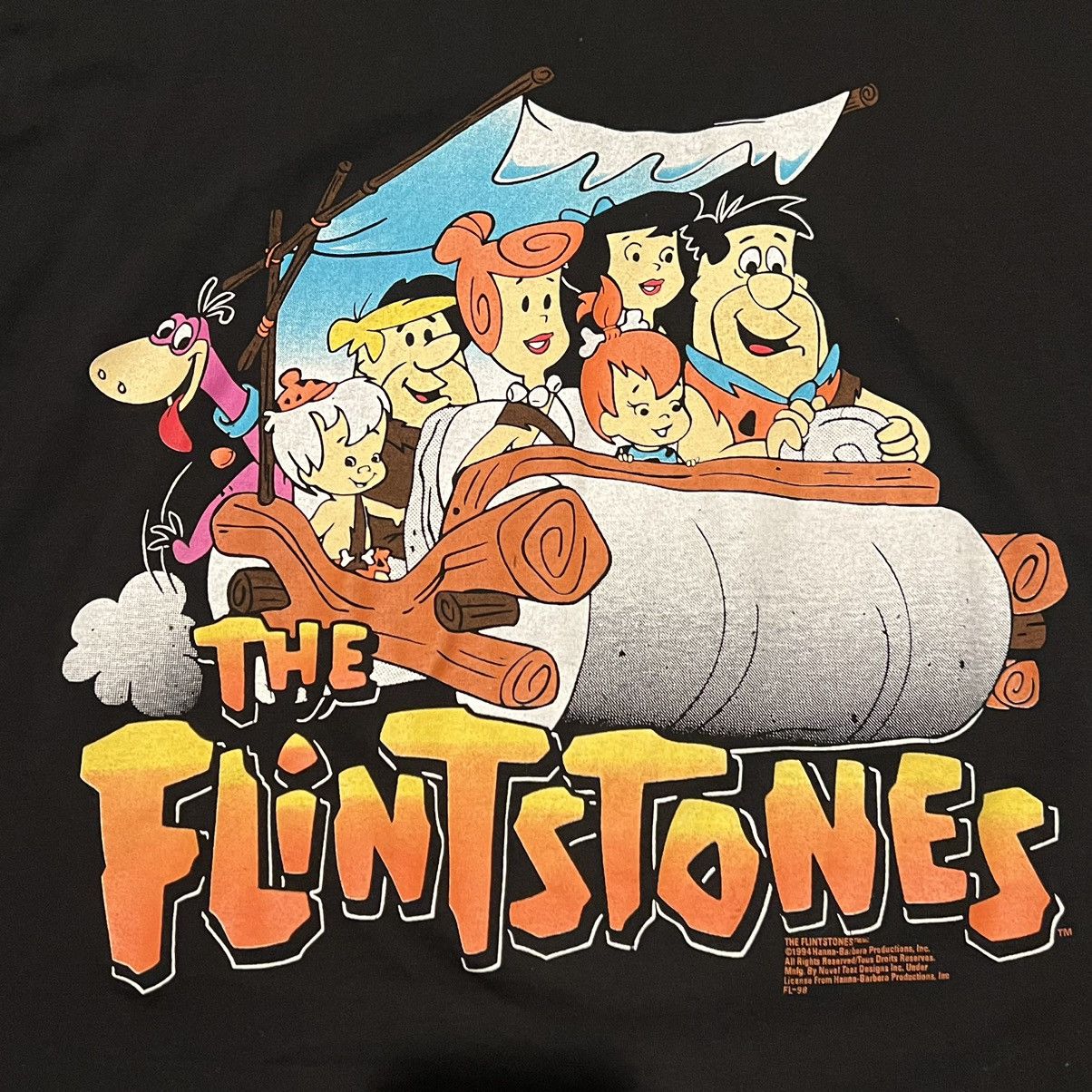 image of Vintage The Flintstones Tee Flintstones T Shirt in Black, Men's (Size XL)