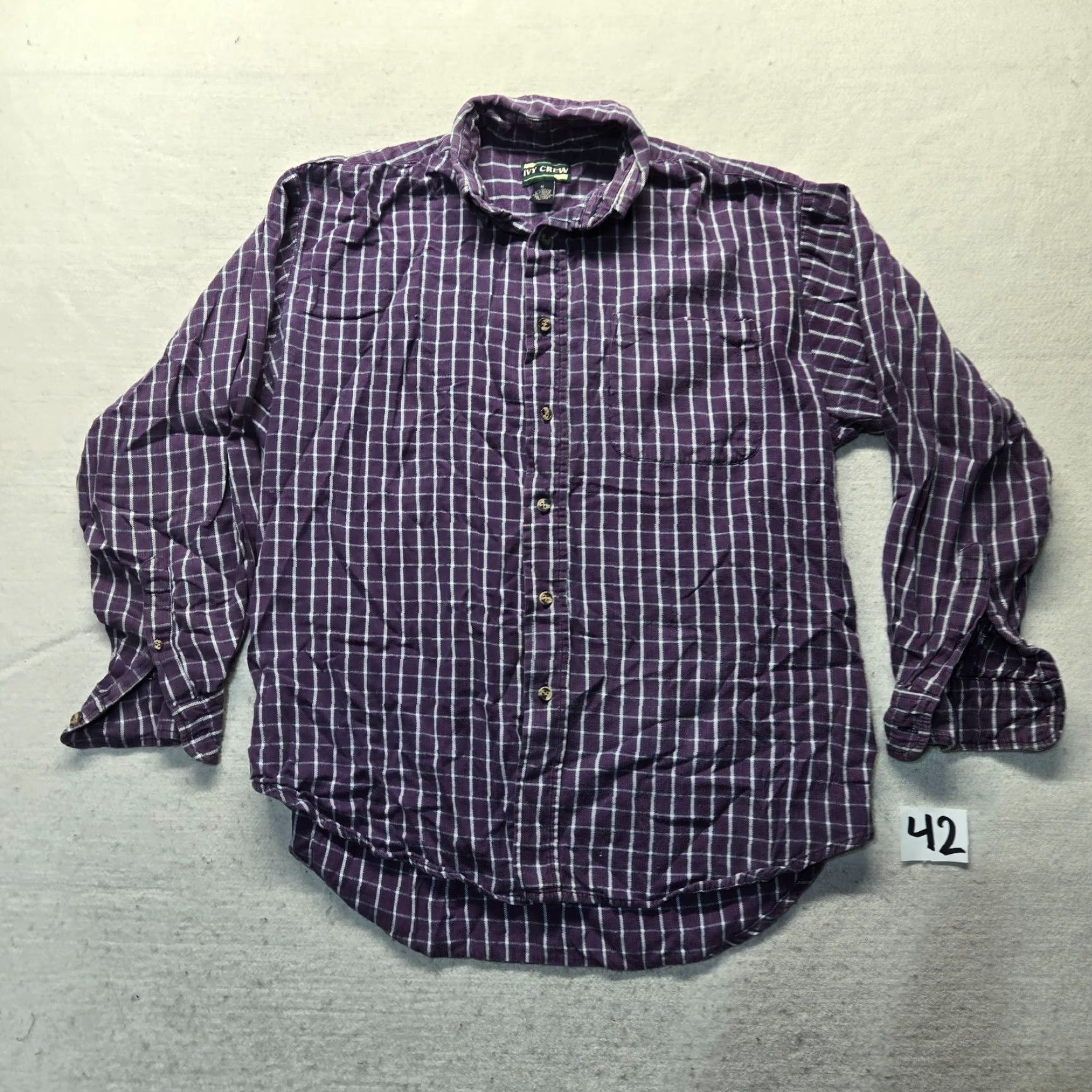 Vintage VINTAGE Ivy Crew Shirt Purple Plaid Flannel Long Sleeve Button-Up Adult M Medium Men's Shirt Purple Plaid Flannel Button-Up" Size US M / EU 48-50 / 2 - 3 Thumbnail