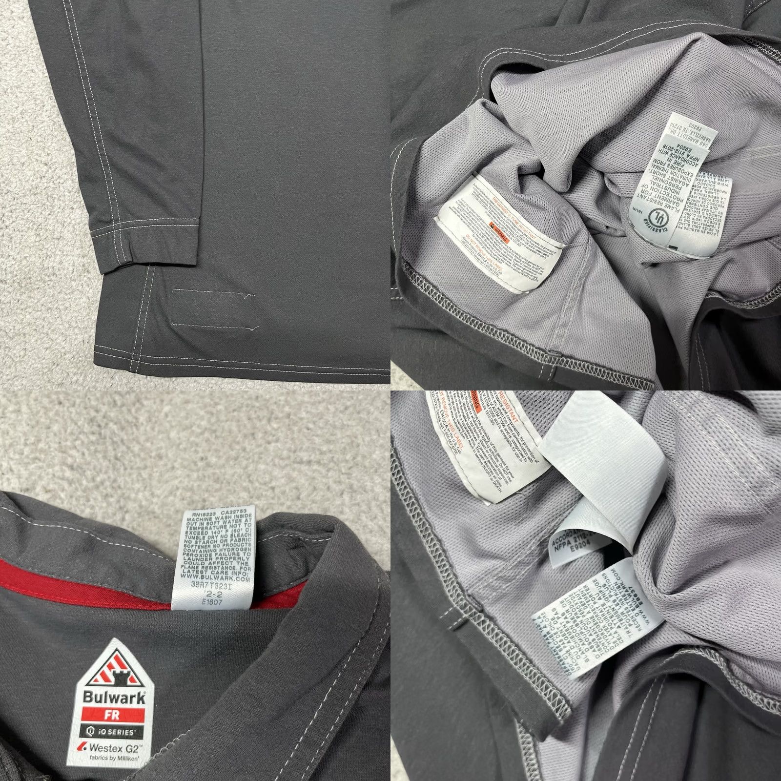Vintage Bulwark Shirt Mens 2XL Gray Polo Long Sleeve iQ Series CAT 2 Flame Resistant Monterey? Size US XXL / EU 58 / 5 - 8 Thumbnail