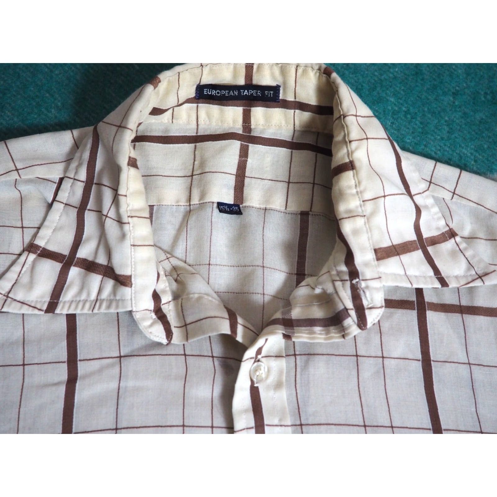 Vintage VTG 70s Euro Taper Brown Beige Plaid Disco Hippy Pocket Button Shirt Mens M Size US M / EU 48-50 / 2 - 2 Thumbnail