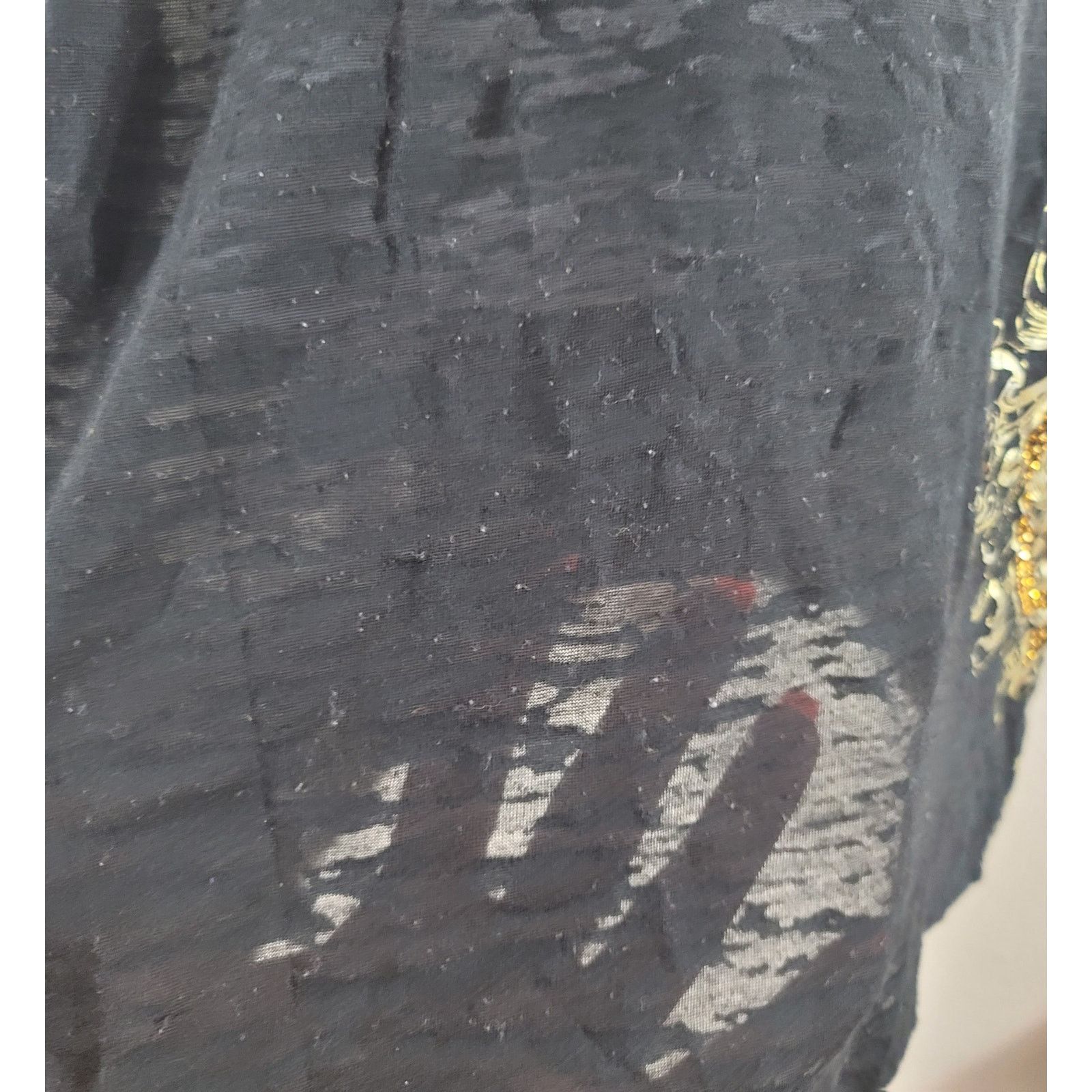 Other Fabulosity Black Gold Metal Studded Burnout Material Top 2X Size XXL / US 16-18 / IT 52-54 - 2 Thumbnail