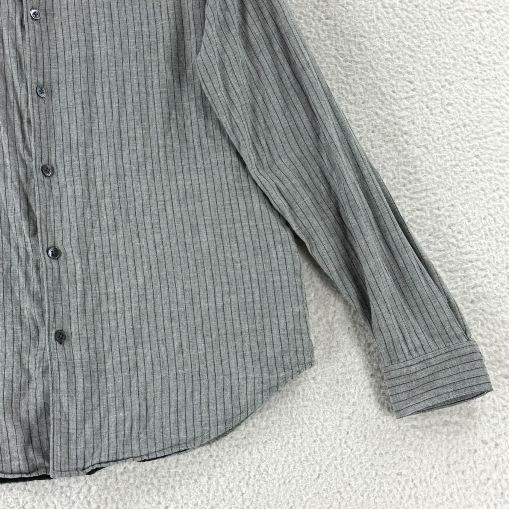 Theory Theory Button-Up Shirt Mens M Gray Striped 100% Cotton Casual Long Sleeve Size US M / EU 48-50 / 2 - 3 Thumbnail