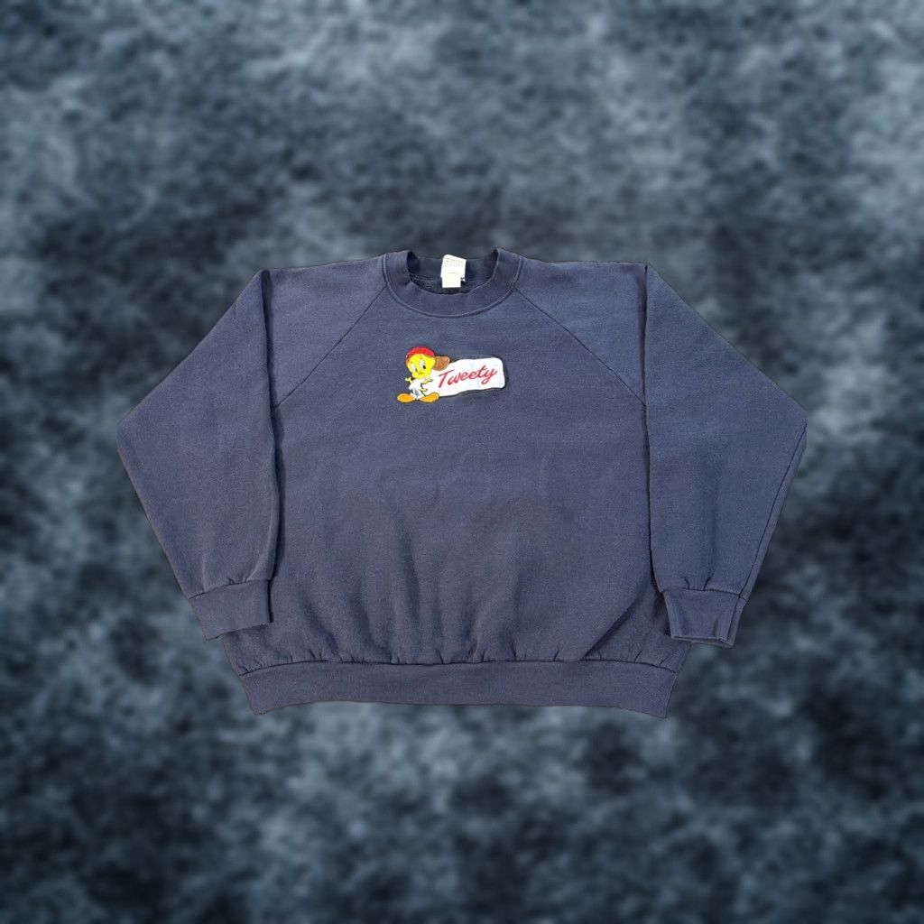 Vintage VINTAGE Looney Tunes Sweatshirt Mens XL Blue Embroidered 90s Crewneck Pullover Graphic Print Fascinate Tweety Bird Size US XL / EU 56 / 4 - 1 Thumbnail