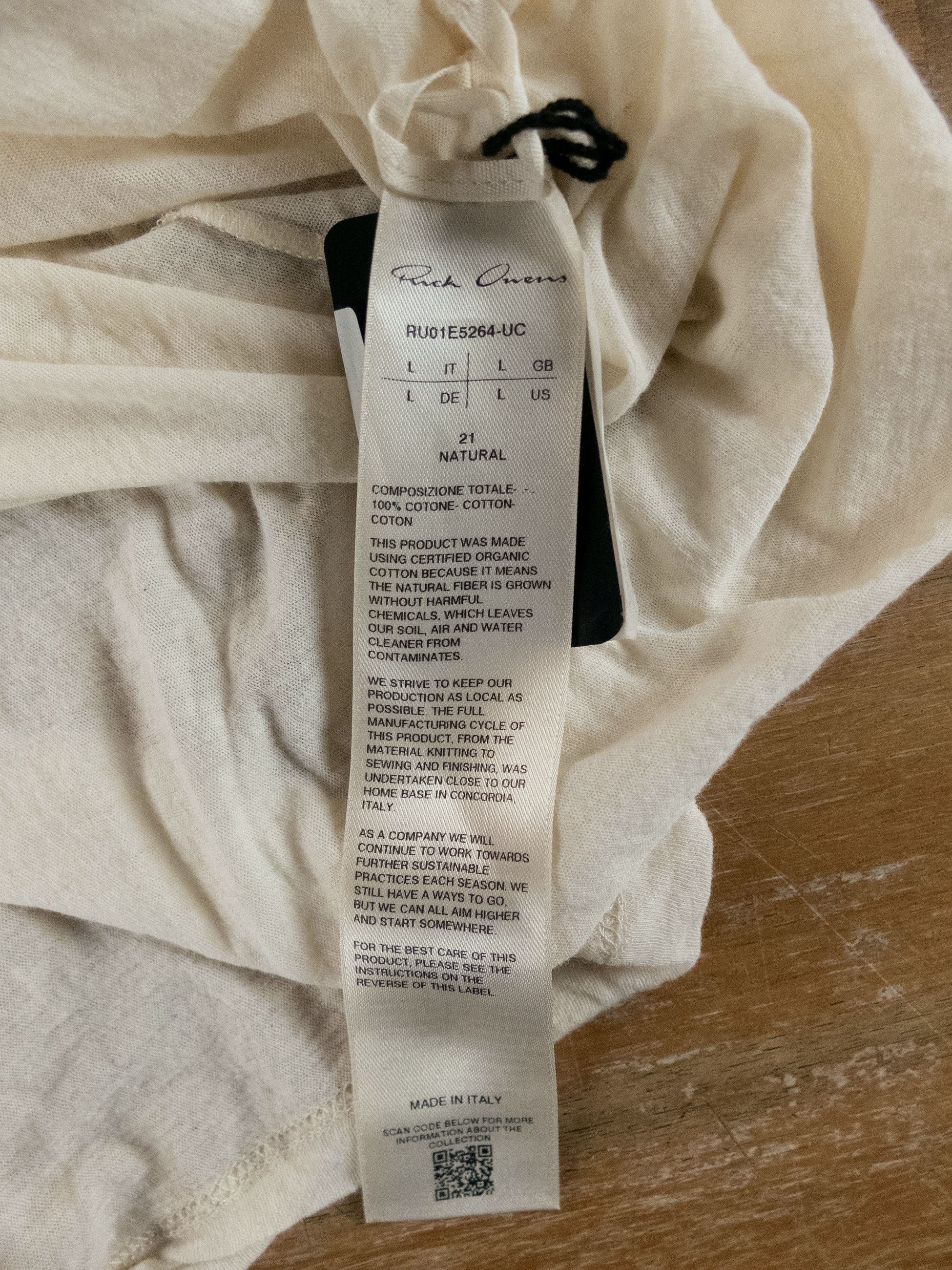 Rick Owens RICK OWENS ecru white super lightweight t-shirt Large q Size US L / EU 52-54 / 3 - 6 Thumbnail