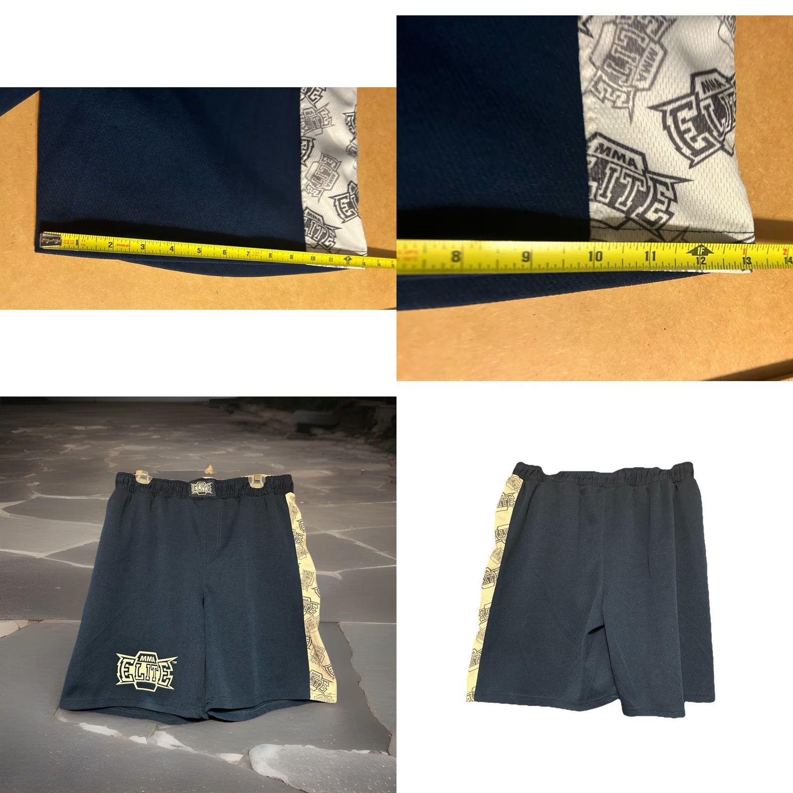Vintage MMA Elite Shorts Men Large Navy Blue Elastic Waist Graphics Training Fighting Size US 33 - 11 Thumbnail
