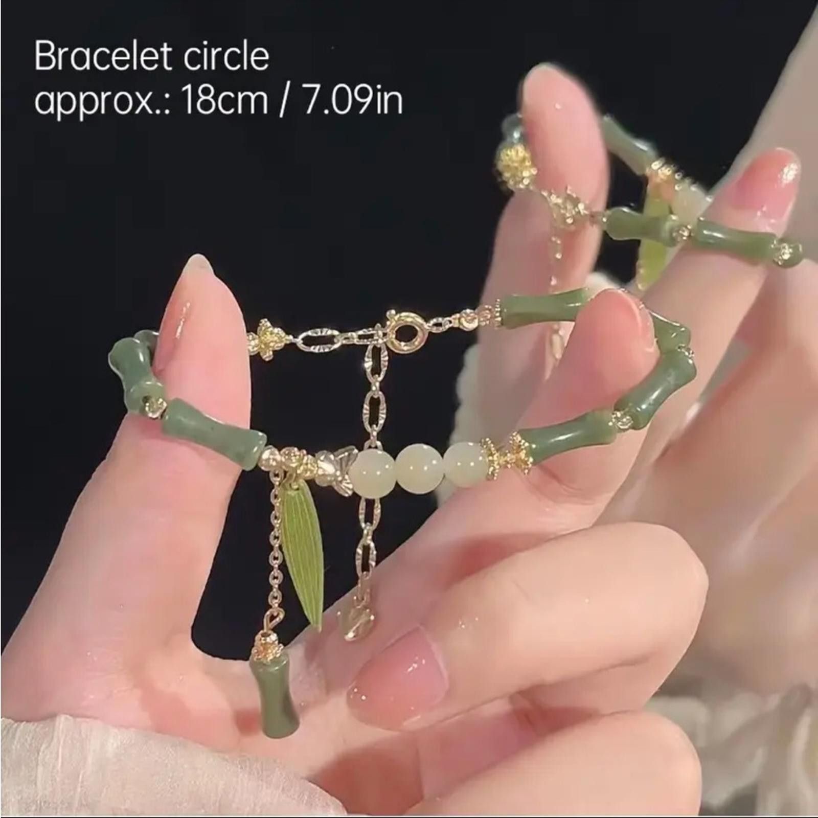 Designer Bamboo Style Vintage Inspired Bracelet in Green Size ONE SIZE - 3 Thumbnail