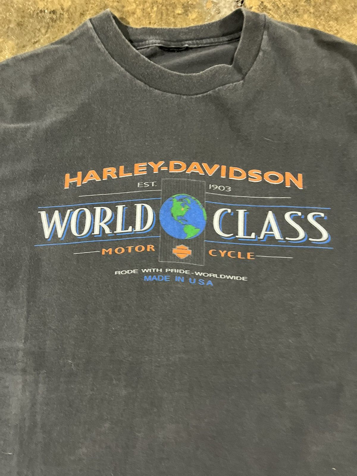 Harley Davidson × Vintage Crazy Vintage 90s Harley Davidson Faded Biker Logo Tee Shirt Size US L / EU 52-54 / 3 - 3 Thumbnail