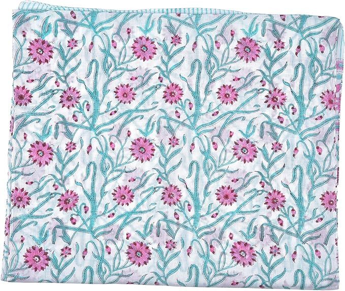 Handmade Cotton Scarf for Women | Handblock Summer Wrap Sarong Size ONE SIZE - 7 Thumbnail