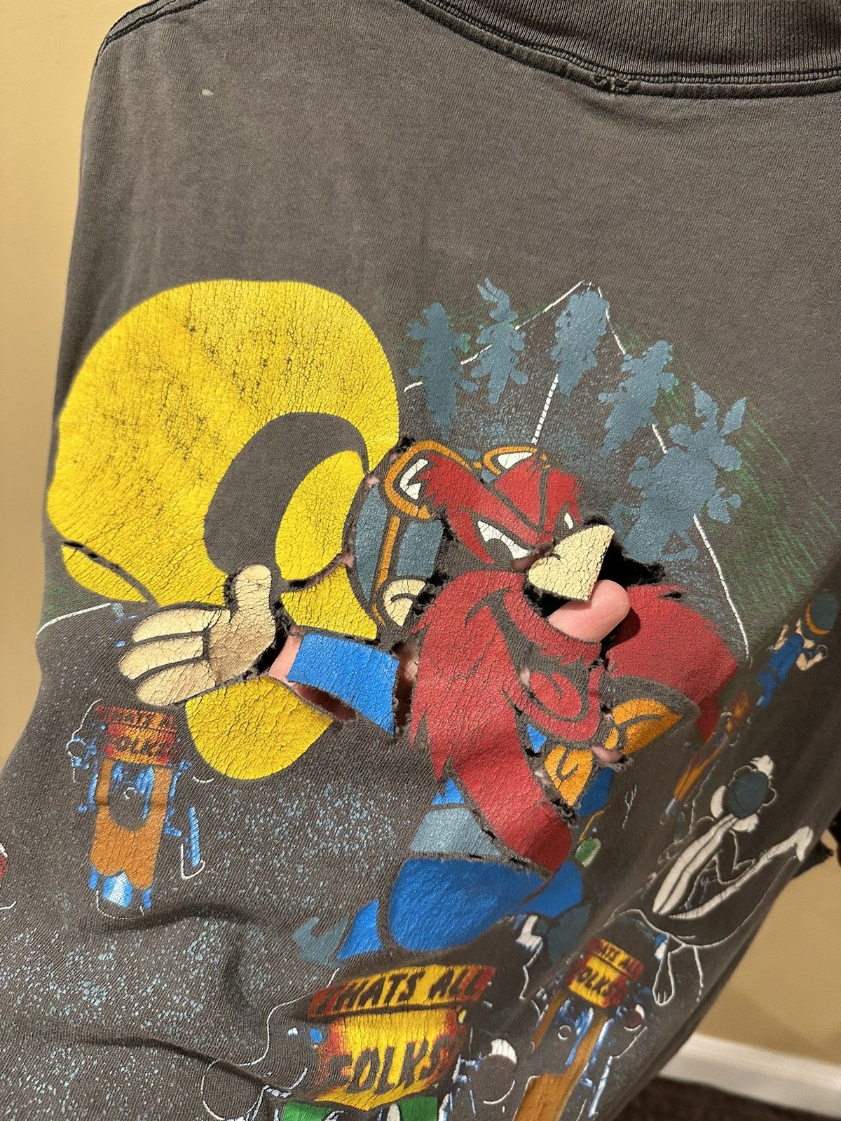 Cartoon Network Vintage Looney Tunes 1993 Motorcycle Biker Faded T-Shirt Size US XL / EU 56 / 4 - 5 Thumbnail