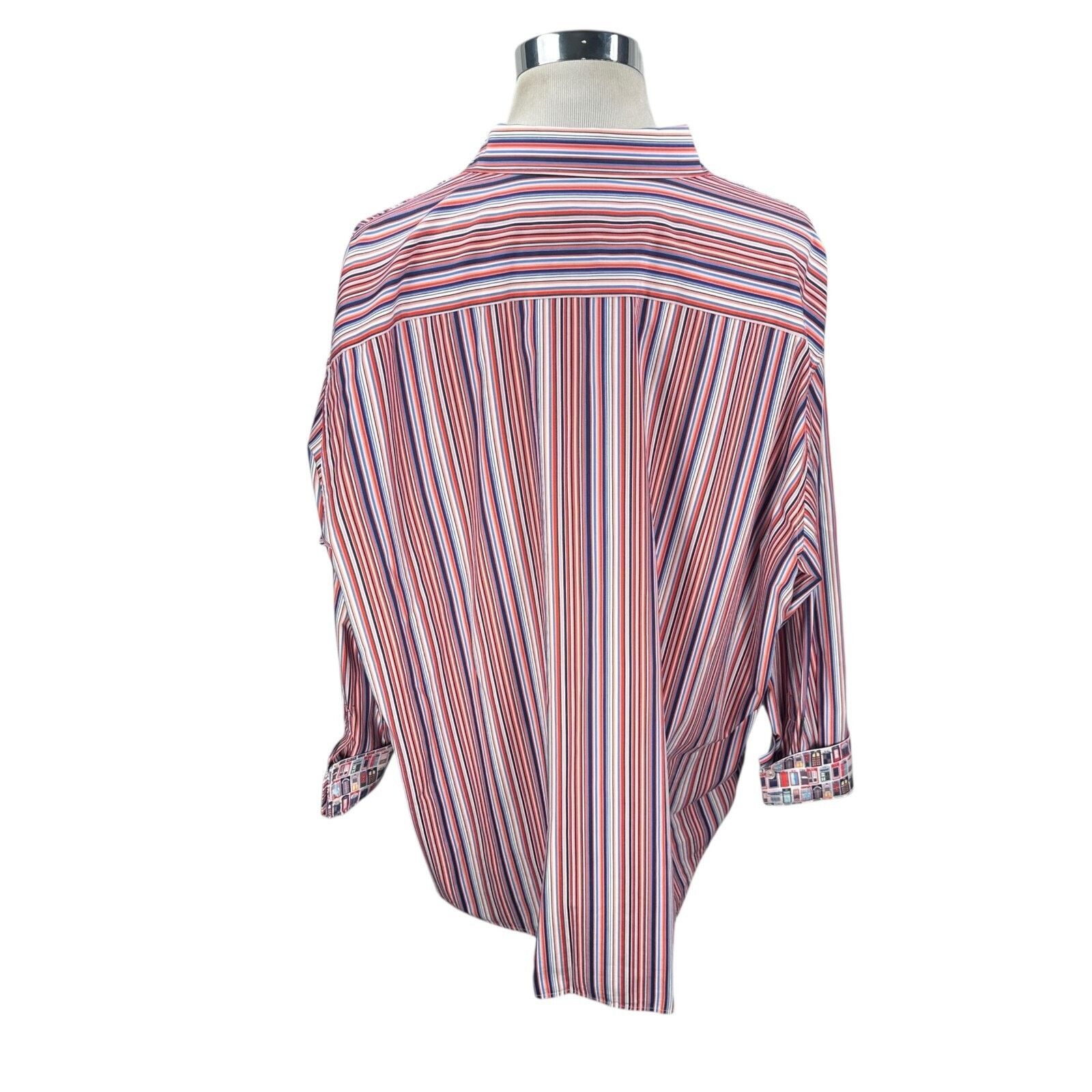 Robert Graham Robert Graham Shirt 3XL Multi Striped Doors Flip Cuff Button Size US XXL / EU 58 / 5 - 6 Thumbnail