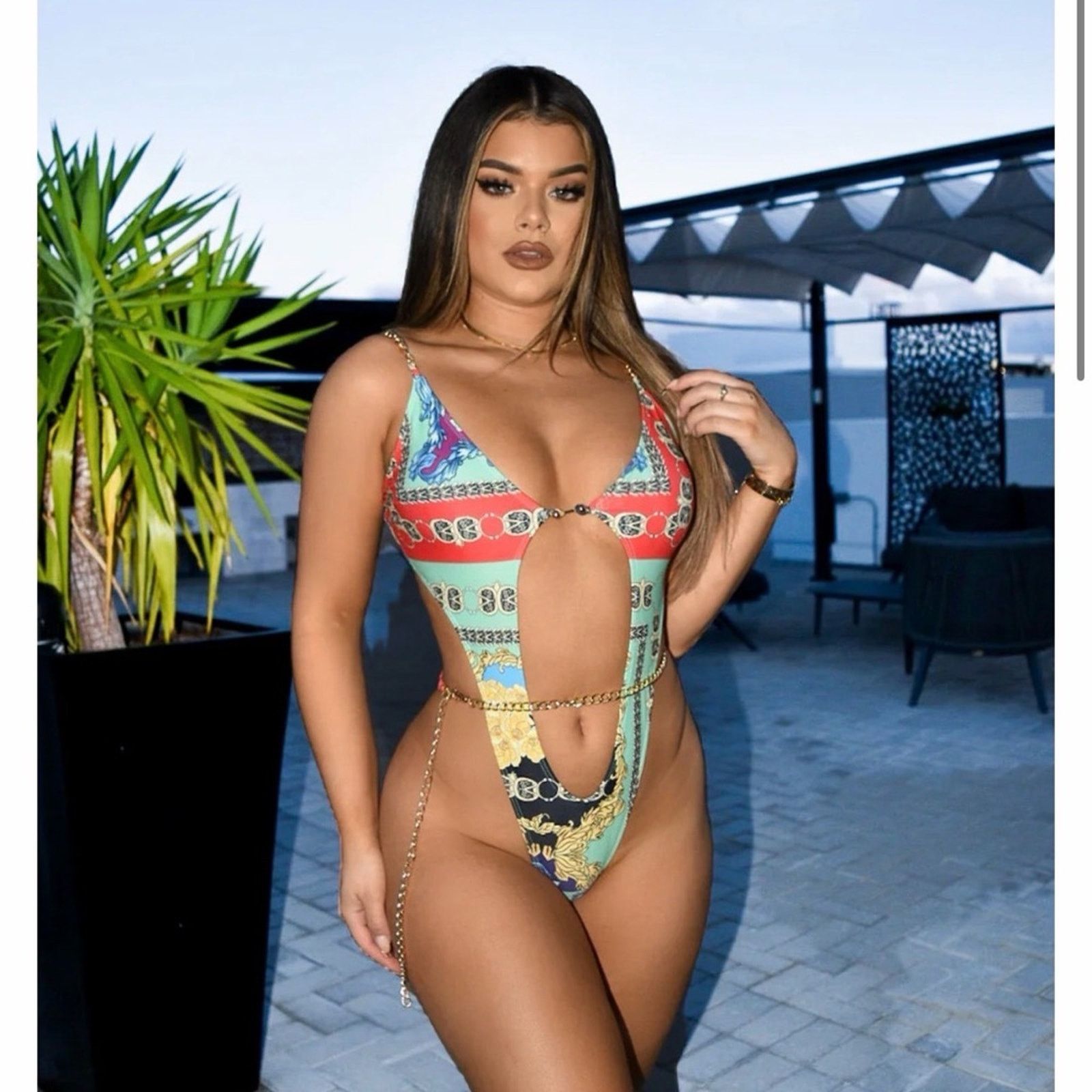Other Multicolor One Piece Swimsuit Bikini Swimwear size S Coverup Size ONE SIZE - 3 Thumbnail
