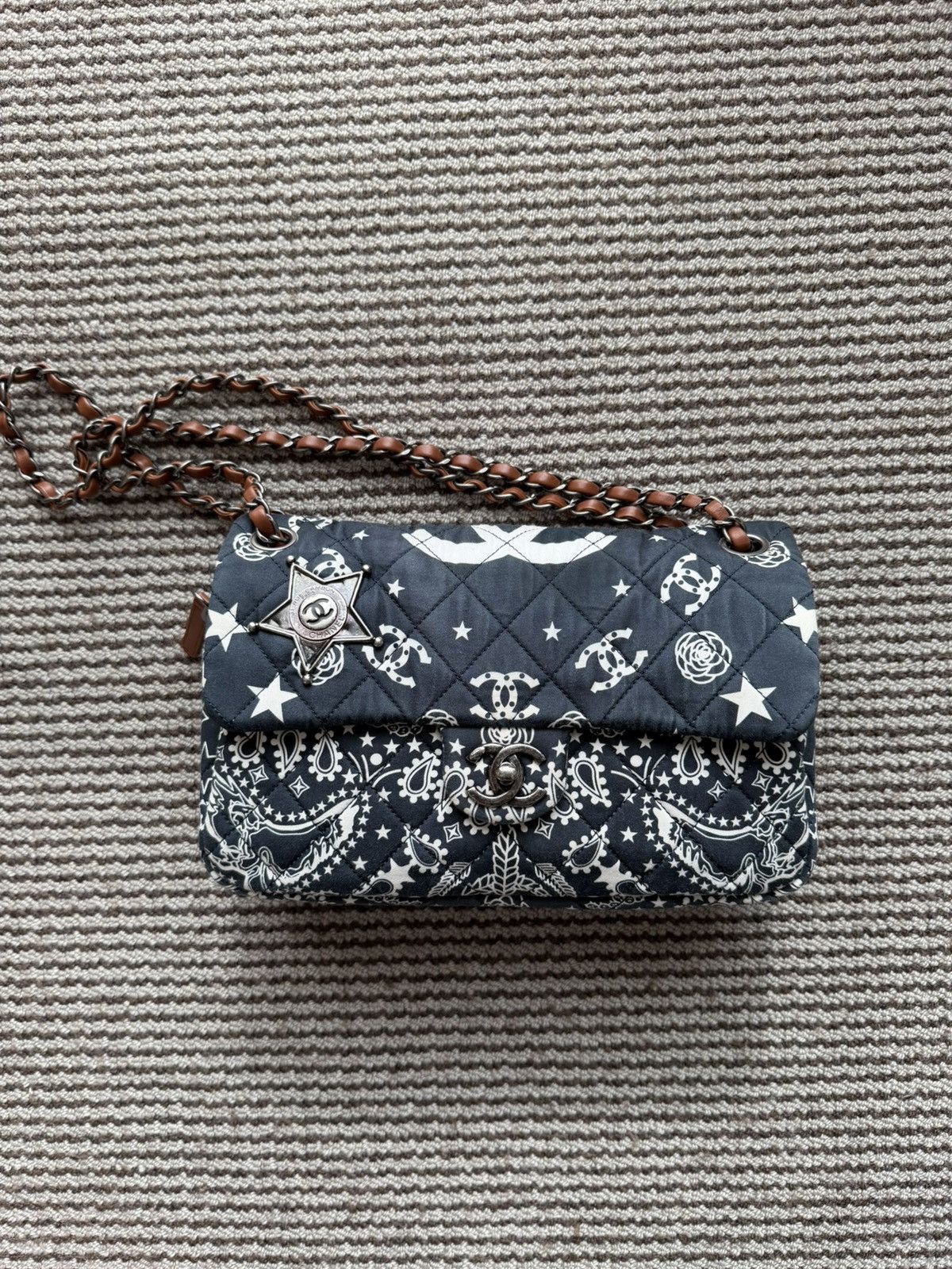 Chanel Chanel 14A Canvas Paris-Dallas Navy Bandana Classic Flap Bag Size ONE SIZE - 1 Thumbnail