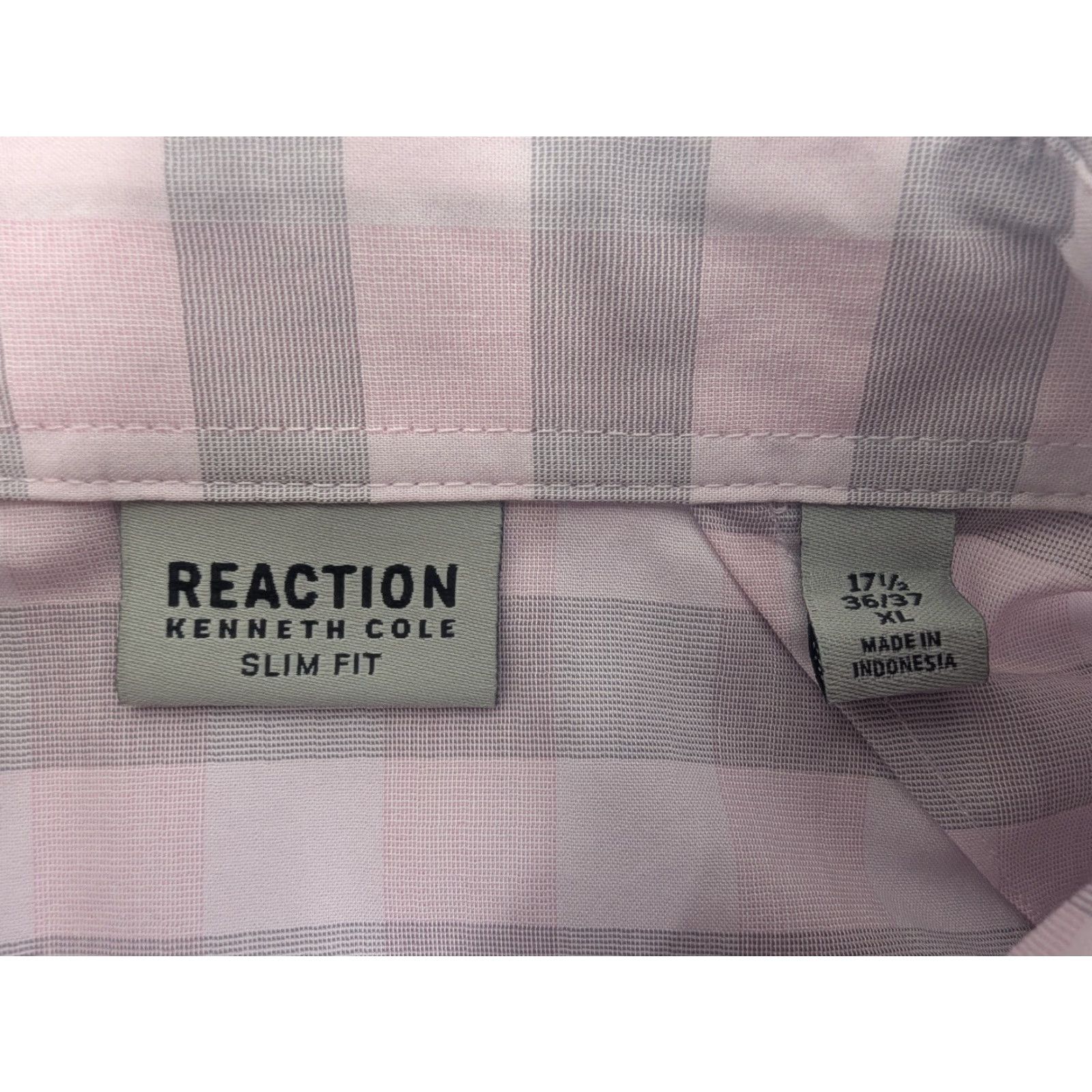 Kenneth Cole Kenneth Cole Reaction Slim Fit Mens Long Sleeve Button Plaid Shirt XL Pink Size US XL / EU 56 / 4 - 7 Thumbnail