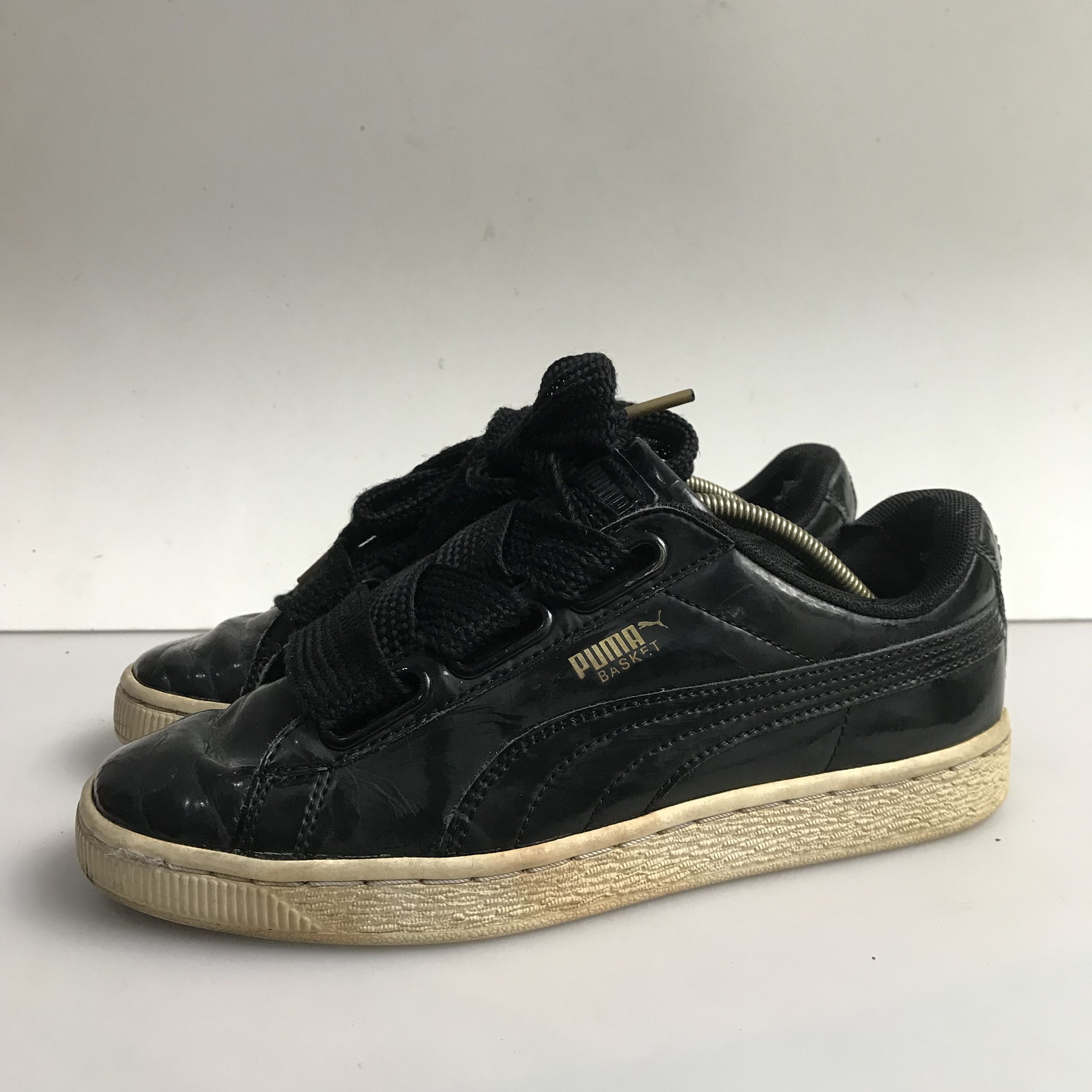 Puma Vintage Puma Basket Trainner sneakers Black Leather white Size US 5 / EU 37 - 3 Thumbnail
