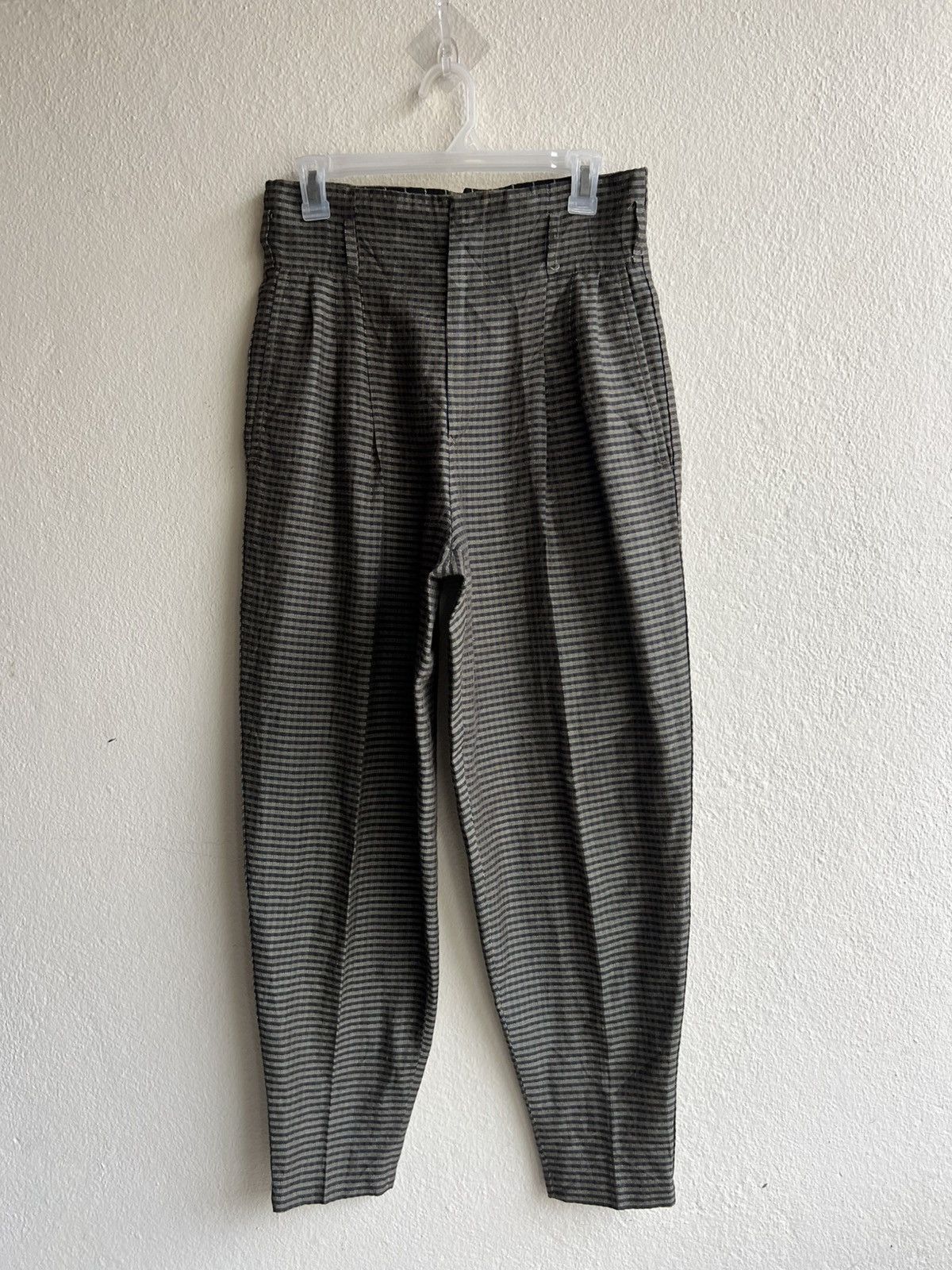 Matsuda 90s Nicole Stripe Linen Silk Jacquard Balloon Trouser Size US 29 - 22 Thumbnail