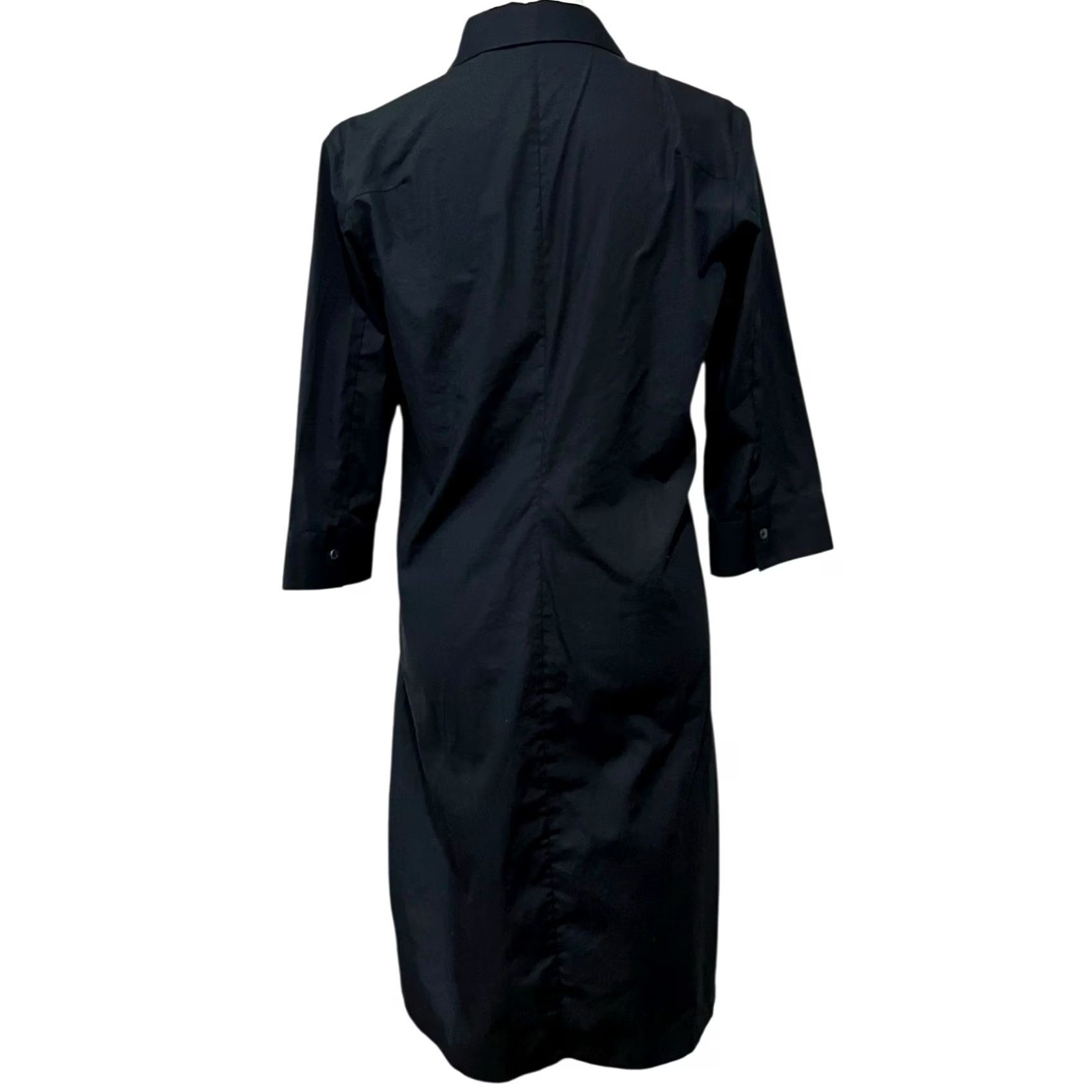Vintage VINTAGE Caliban Shirt Dress Women Black 100% Cotton Button Front Italian Sz 46 US 10 Long Sleeve Collared Size L / US 10 / IT 46 - 6 Thumbnail