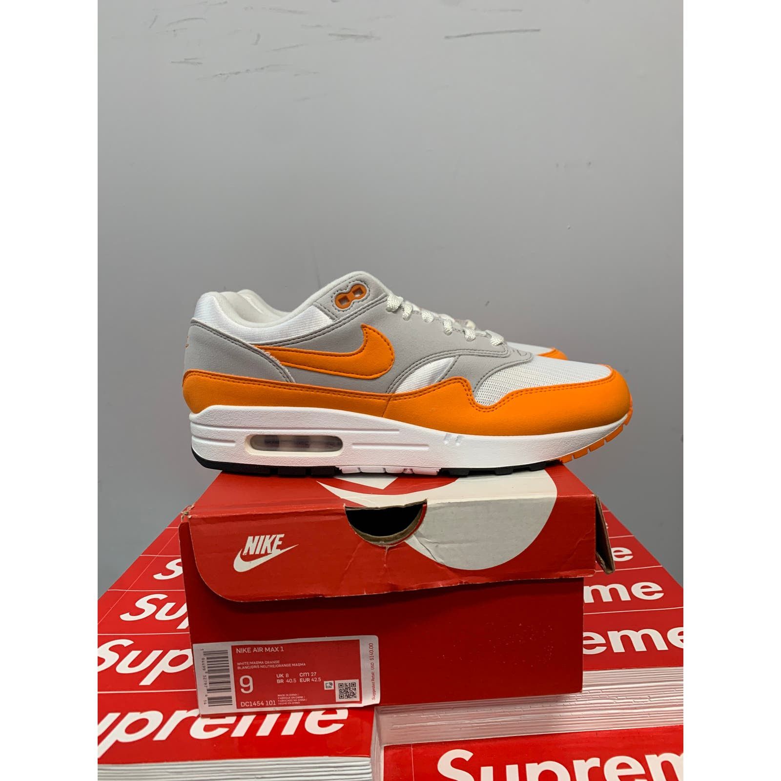 image of Nike Air Max 1 Anniversary Orange 2020 Size 9 New Ships Now Shoes in White, Men's