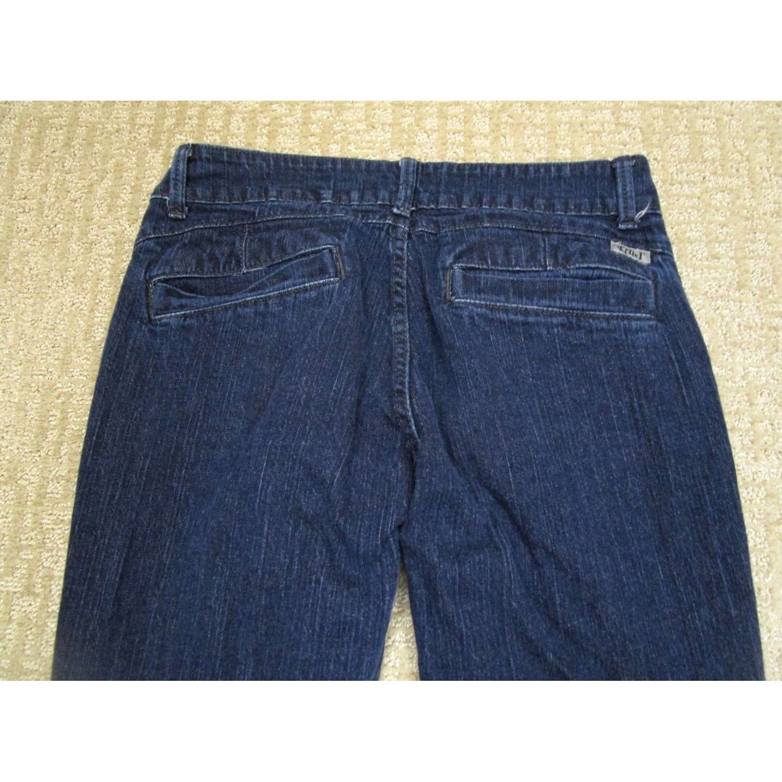 Vintage Cruel Girl Jeans Women 9 Blue Low Rise Flared Denim Trousers Jeans Bootcut 5-Pocket Dark Wash Logo Cowboy Southwestern Womens Size 29" - 4 Thumbnail