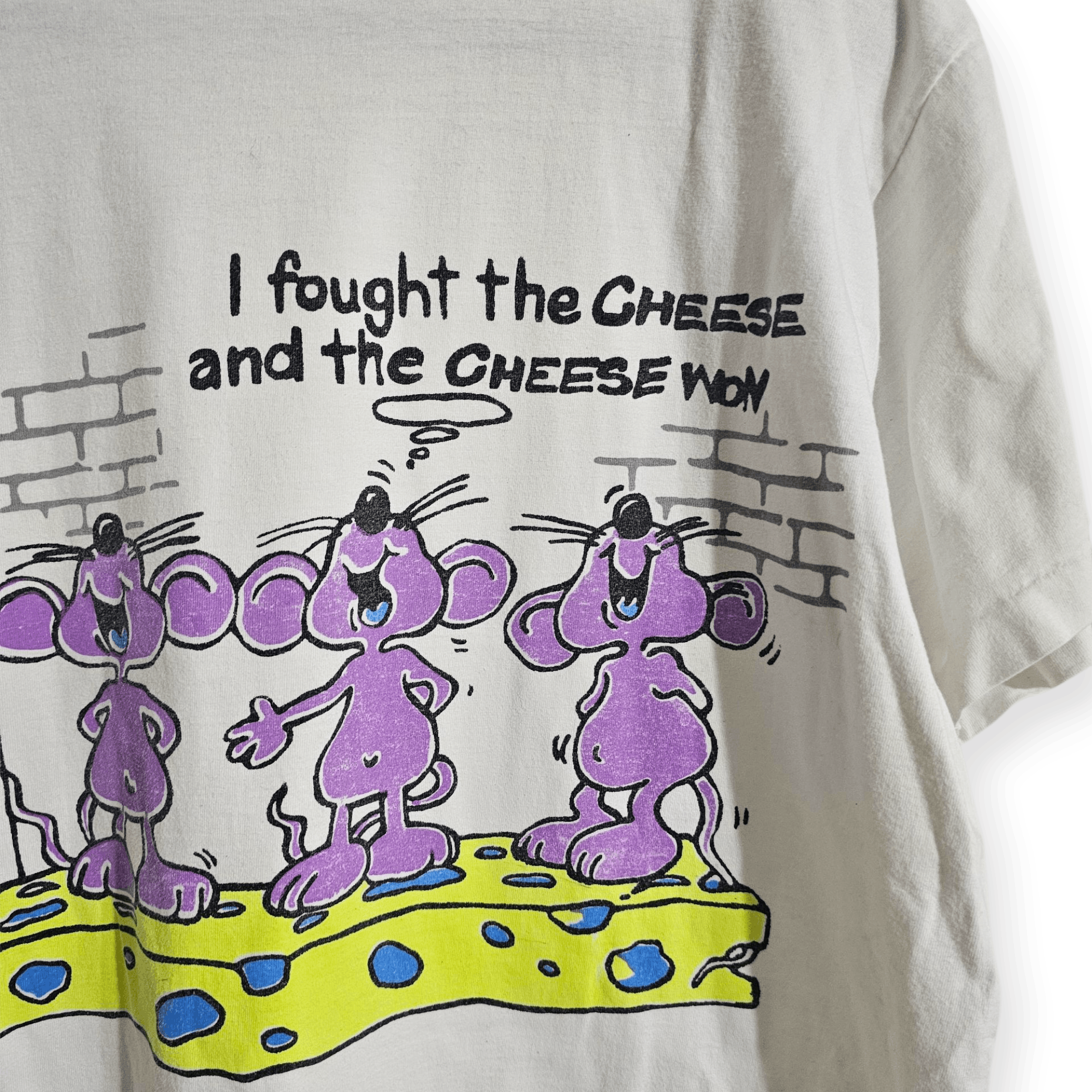 Vintage I Fought The Cheese And The Cheese Won Tee Size US XL / EU 56 / 4 - 4 Thumbnail