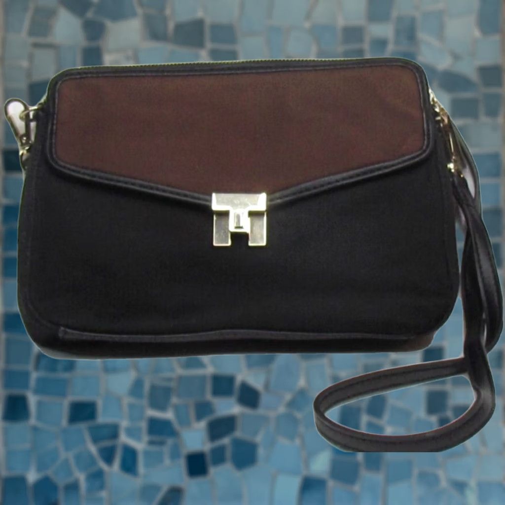 Tommy Hilfiger Tommy Hilfiger Crossbody Bag Purse Black Brown Bag Solid Logo Vintage No Size ONE SIZE - 1 Thumbnail