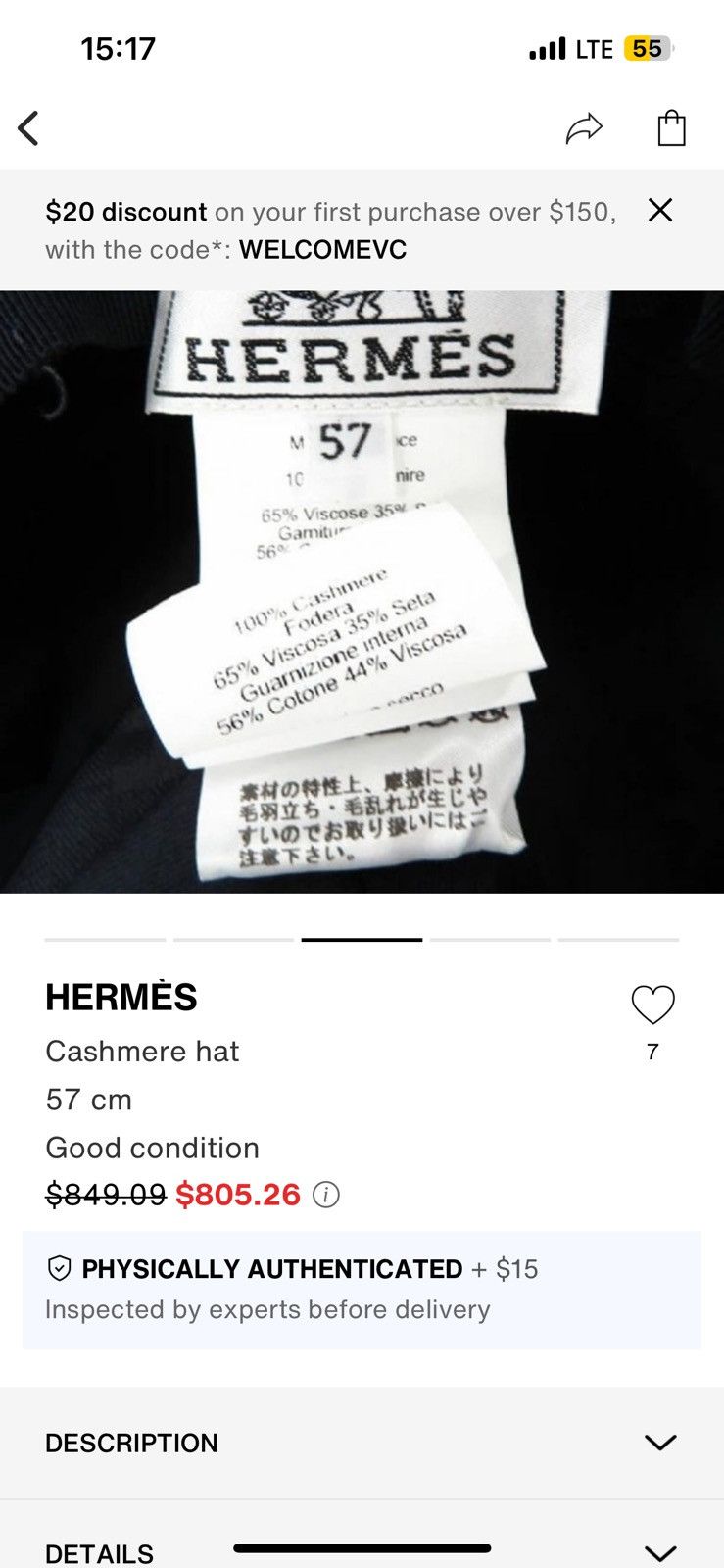 Hermes Hermes Cashmere cap Size ONE SIZE - 11 Thumbnail