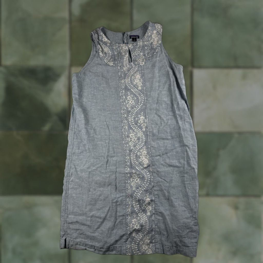 Patagonia Patagonia Women's Dress Island Hemp Shift Casual Knee Length Sleeveless Blue 8 Hemp Organic Cotton Bohemian Outdoors Size M / US 6-8 / IT 42-44 - 1 Thumbnail