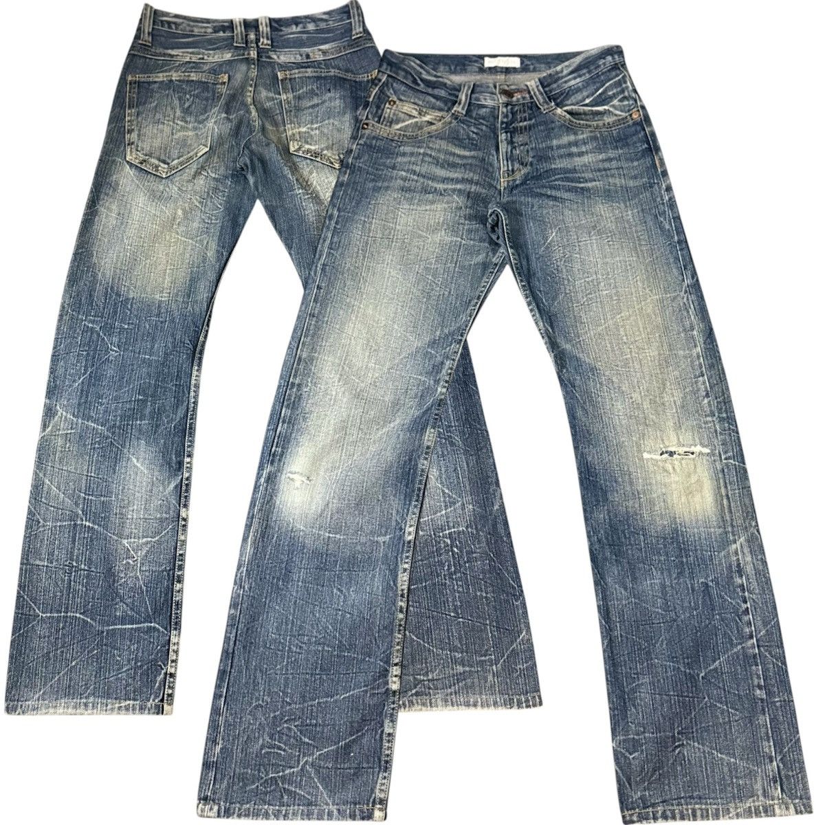 14th Addiction Vintage 2000 Y2K Boot There Clawmark Natural Denim Size US 29 - 1 Thumbnail