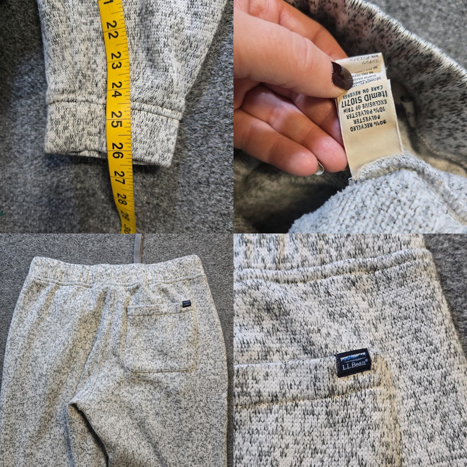 Vintage L.L. Bean Pants Womens Small Gray Knit Fleece Joggers Pull On Casual Lounge Tapered Leg Pockets Regular Fit Size 28" / US 6 / IT 42 - 8 Thumbnail