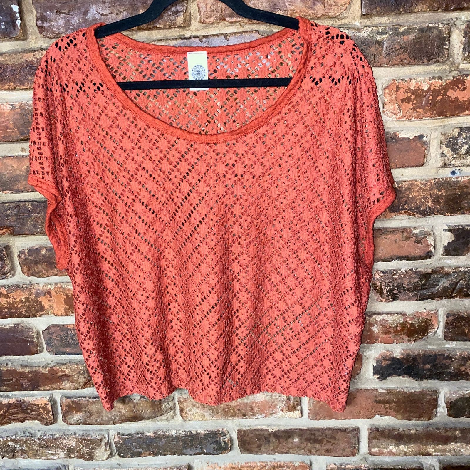 Other Twinkle Rust Red Short Sleeve Crochet Lace Blouse Medium Size M / US 6-8 / IT 42-44 - 1 Thumbnail