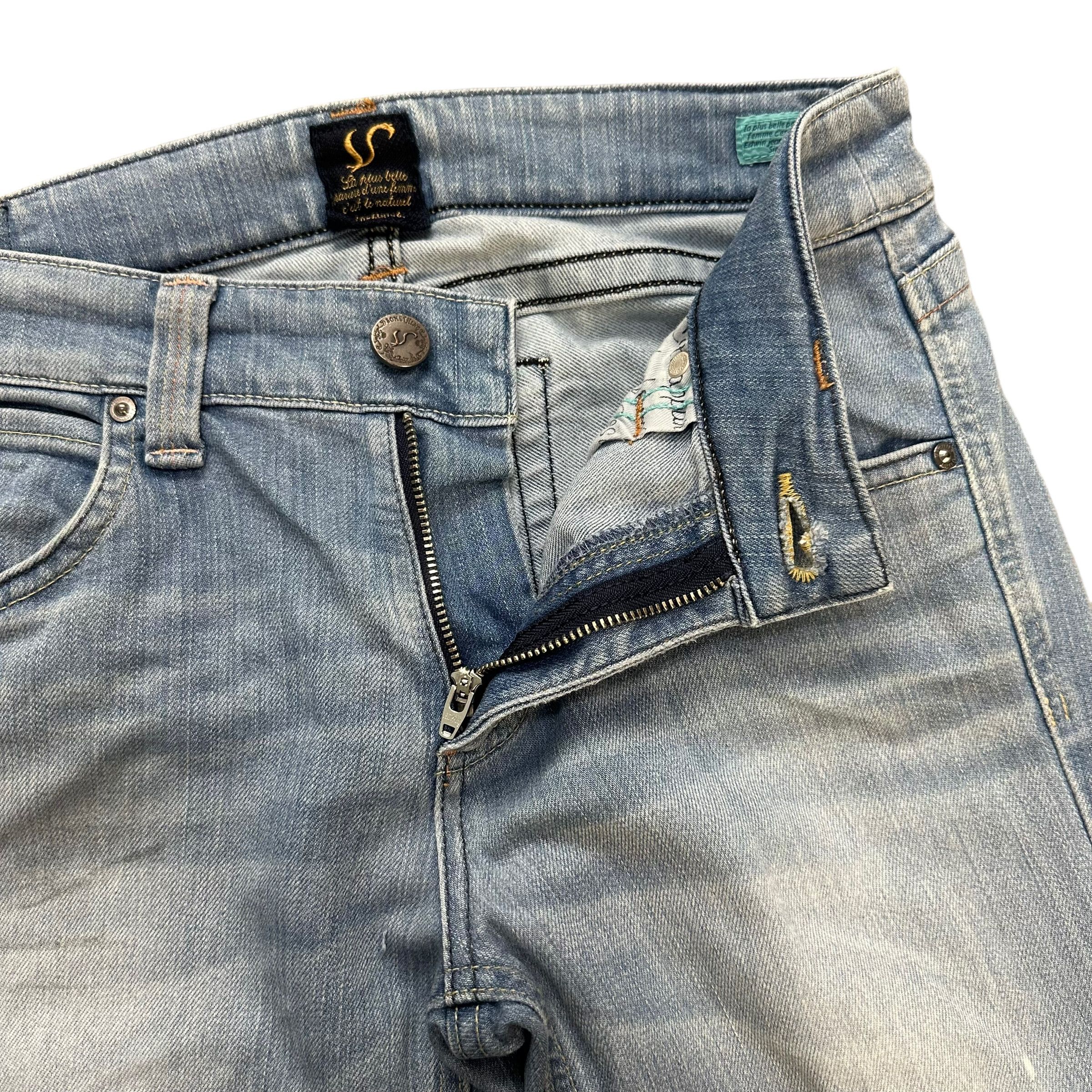 Edwin EDWIN VIENUS JEAN WASHED FLARE JEANS WIDE LEG #8891-035 Size 29" - 4 Thumbnail