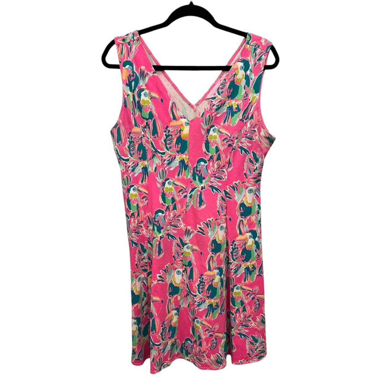 Other Lilly Pulitzer Pink Toucan Dress Size L / US 10 / IT 46 - 1 Thumbnail