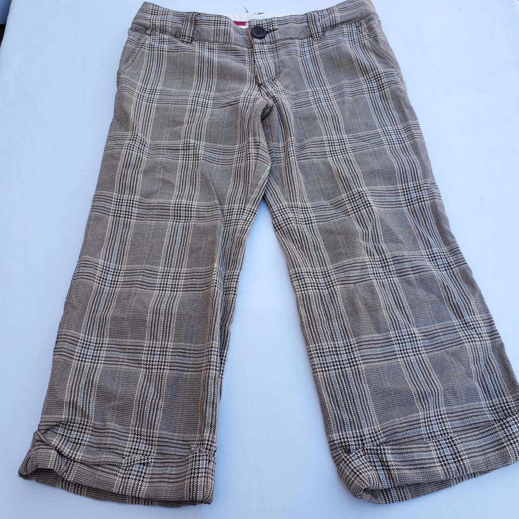 American Eagle Outfitters American Eagle Pants Women Size 6 Regular Brown Plaid Capri Size 28" / US 6 / IT 42 - 2 Thumbnail