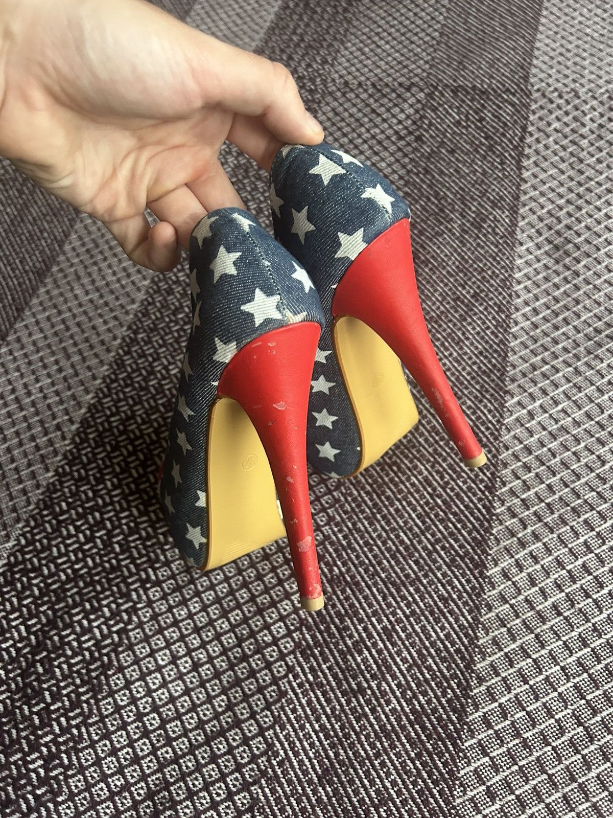 Vintage Vintage Women Heels American Flag Y2K Style Crazy Item Sz 37 Size US 6.5 / IT 36.5 - 8 Thumbnail