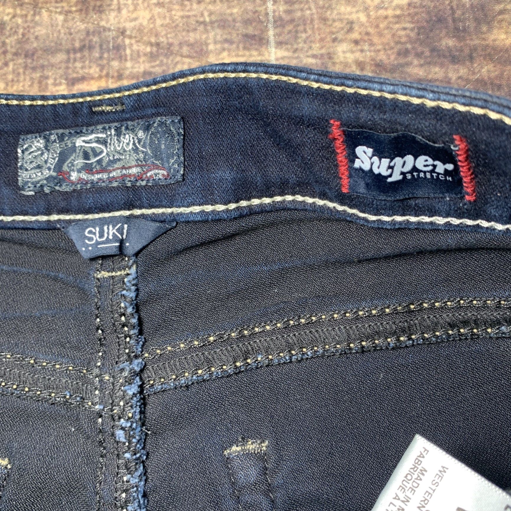 Vintage SILVER Jeans Suki Capri Denim Dark Blue 29x24 Women Super Stretch Mid Rise Size 29" - 3 Thumbnail