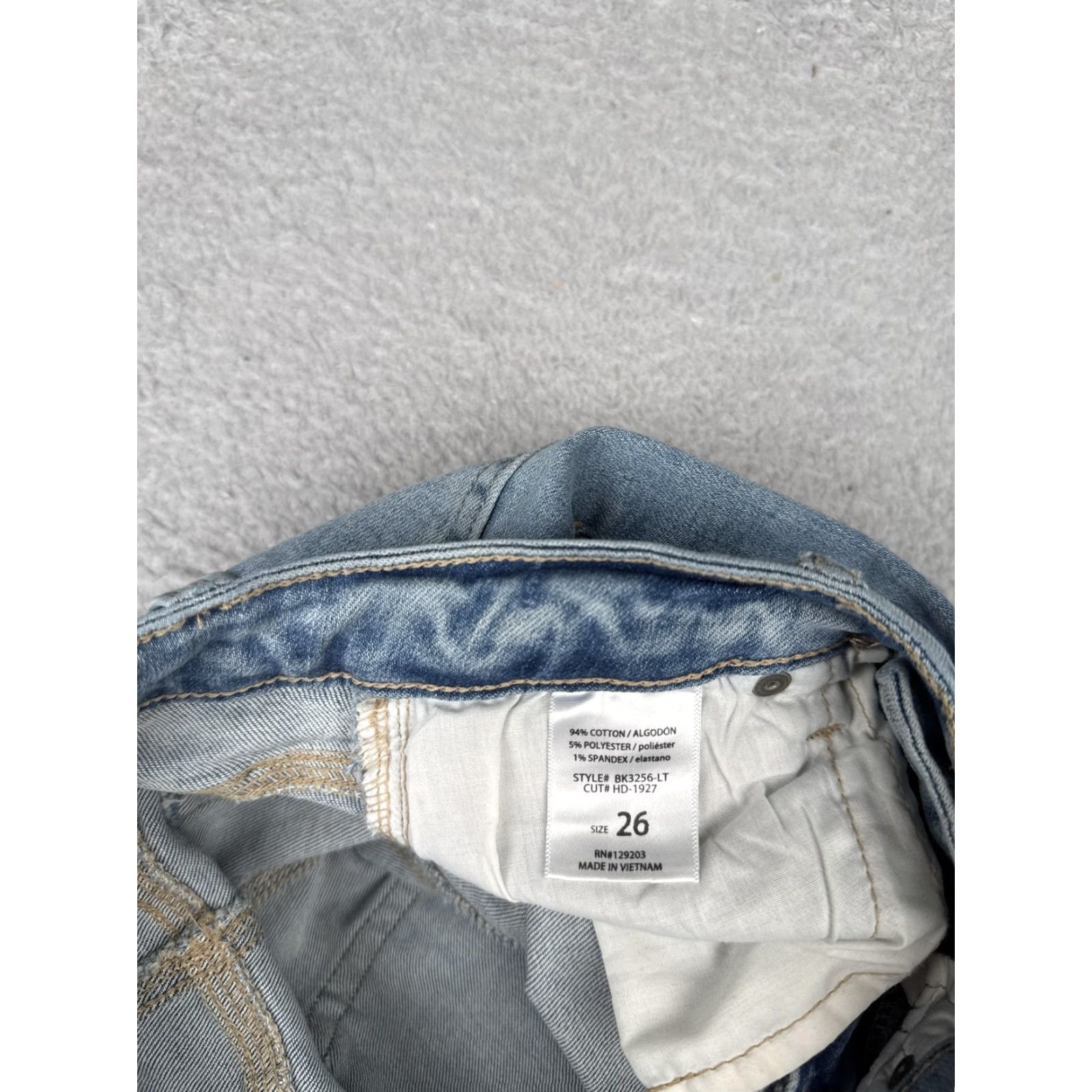 Vintage Hidden Jeans Womens 26 Blue Light Wash High Rise Flared 5-Pocket Distressed Stretch Denim 28in Inseam 90s Grunge City Vintage No Size 26" / US 2 / IT 38 - 7 Thumbnail