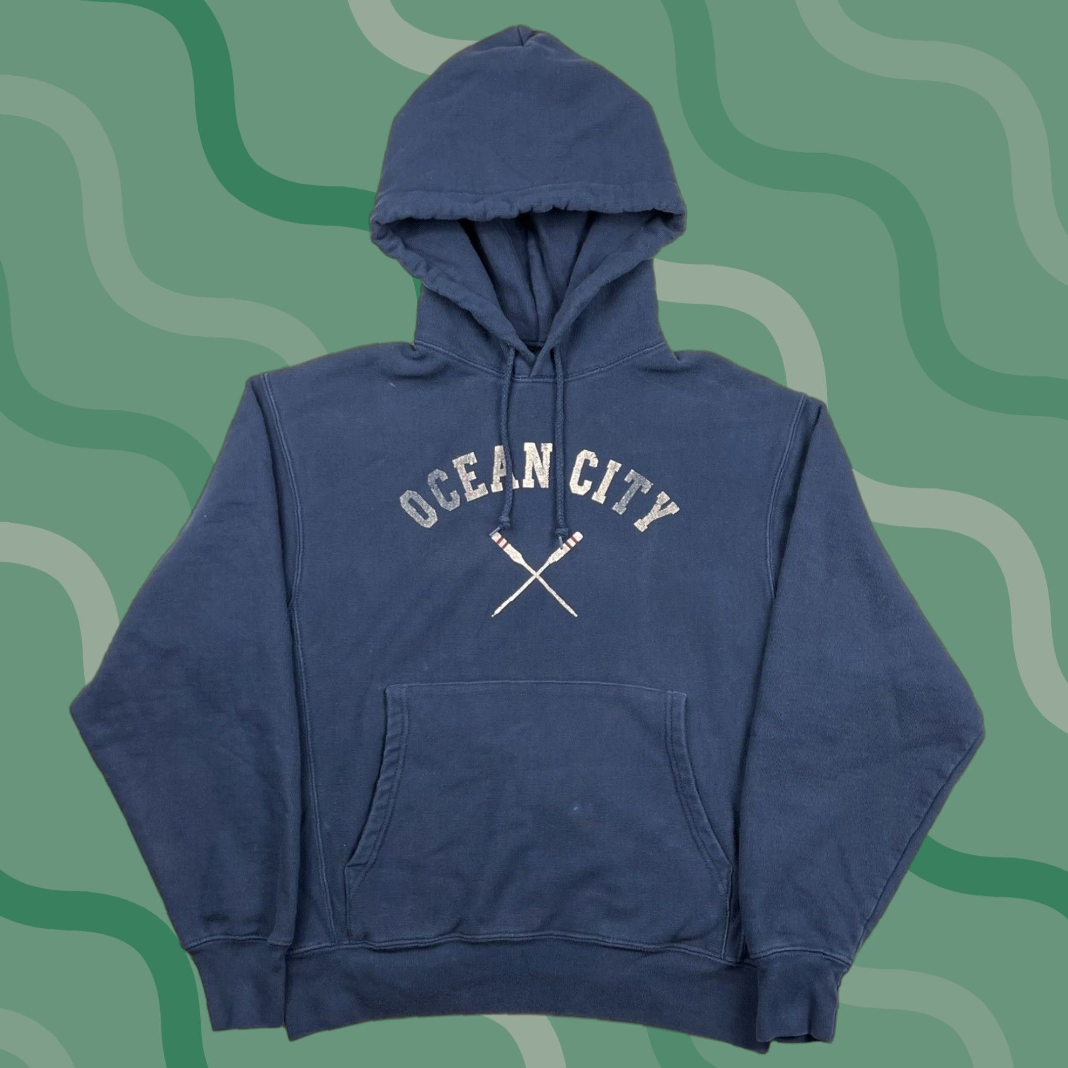 Champion VINTAGE Champion Reverse Weave Hoodie Pullover Ocean City NJ Blue M USA Mens Size US M / EU 48-50 / 2 - 1 Thumbnail