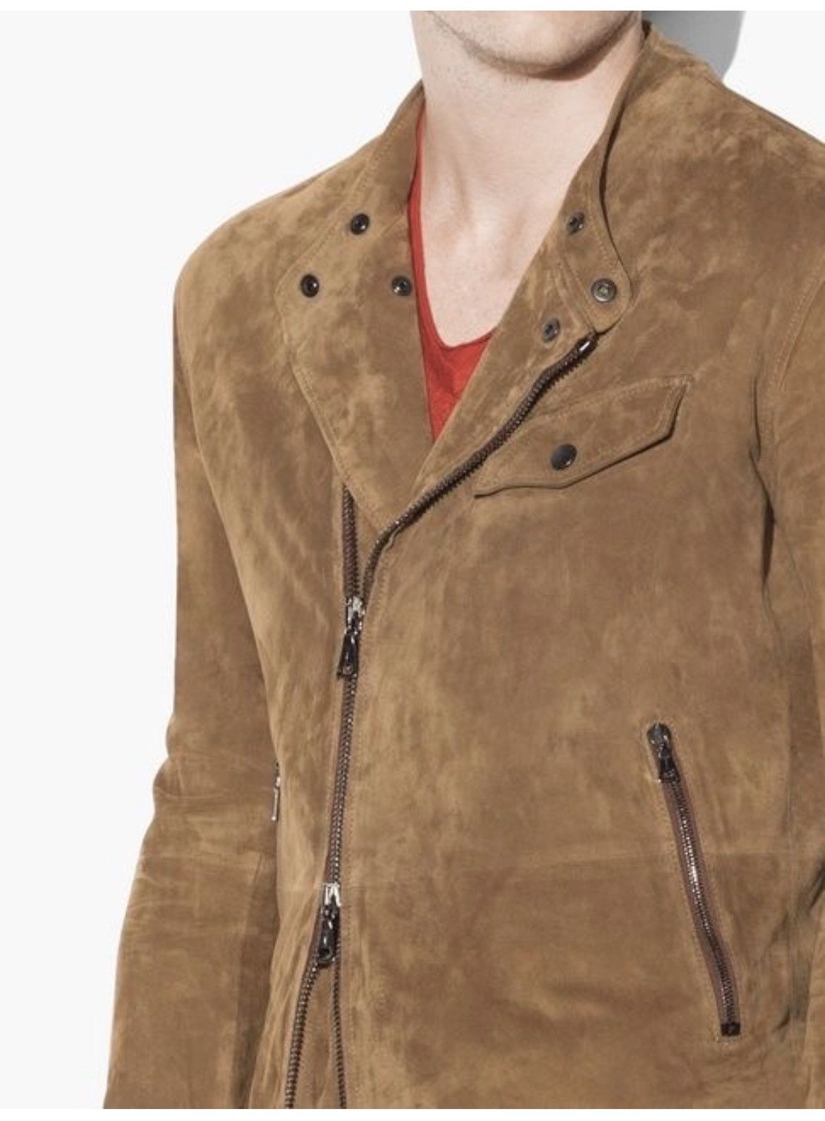 John Varvatos Suede Asymmetric Moto Jacket EU 44 USA 34 Size US S / EU 44-46 / 1 - 4 Thumbnail
