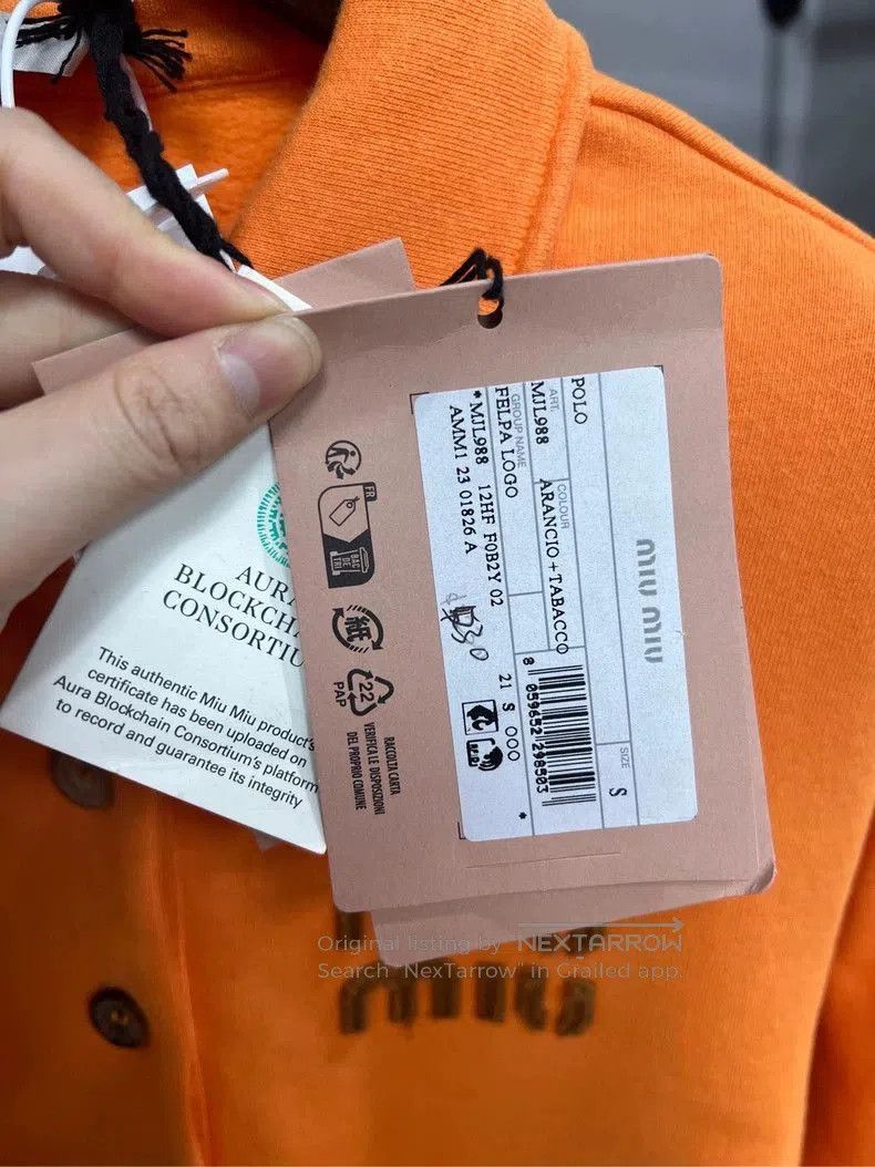 Prada Miu Miu Orange Polo Sweatshirt with Logo. Size US S / EU 44-46 / 1 - 4 Thumbnail