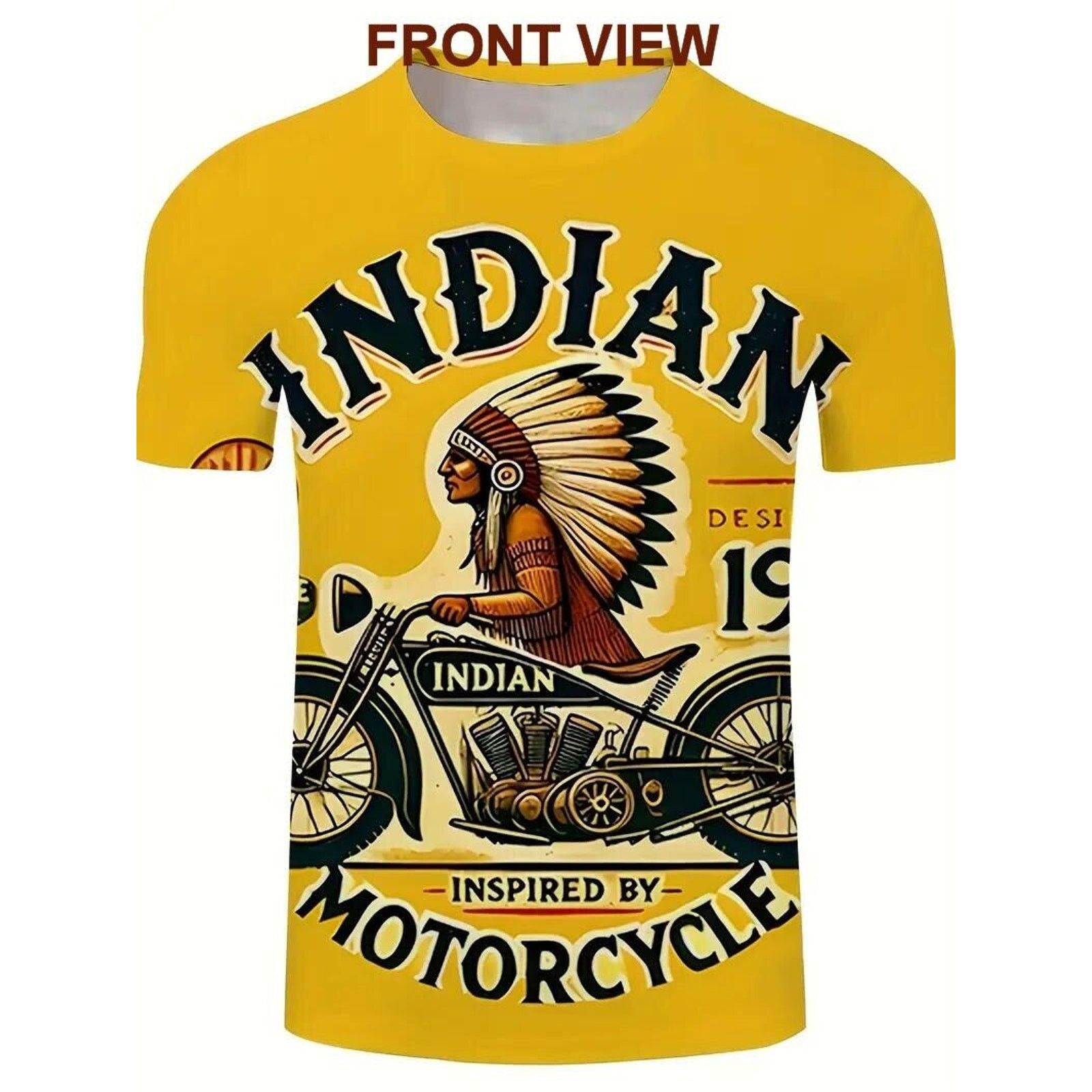 Other Indian Motorcycle 3D Design T-Shirt •Yellow & Black • Sz LG Size US L / EU 52-54 / 3 - 2 Thumbnail