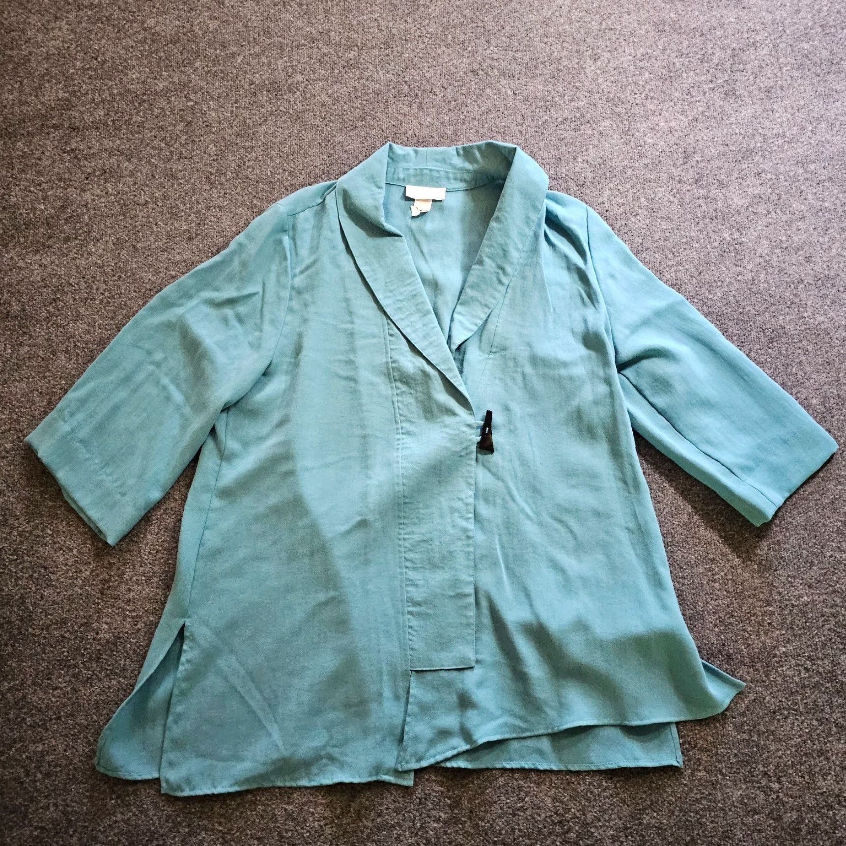 Soft Surroundings Soft Surroundings Jacket Women XL Blue 3/4 Sleeve Toggle Lagenlook Career Casual Shirt Size XL / US 12-14 / IT 48-50 - 2 Thumbnail