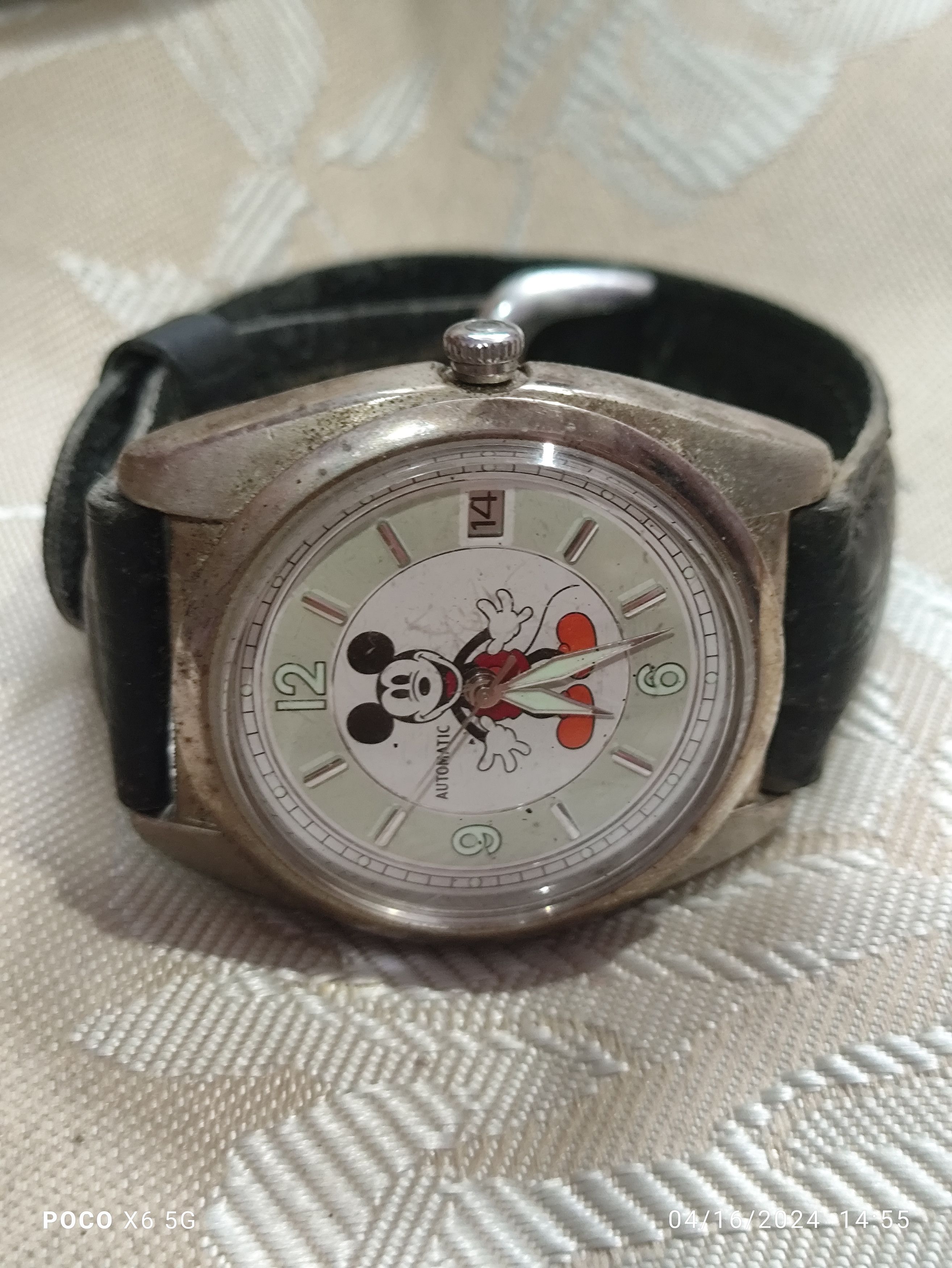 image of Retro Vintage Automatic Mickey Mouse Watch Japan, Men's