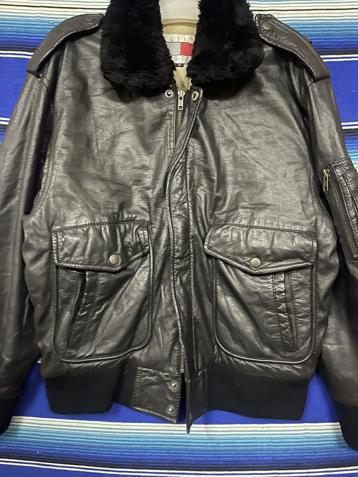 Vintage RARE 🔥 Vintage FLYING TIGER leather Bomber Jacket Size US M / EU 48-50 / 2 - 6 Thumbnail
