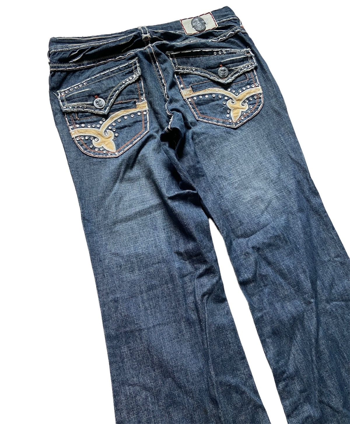 If Six Was Nine Vintage Laguna Beach Gemstone Flare Denim Pants Size US 38 / EU 54 - 2 Thumbnail