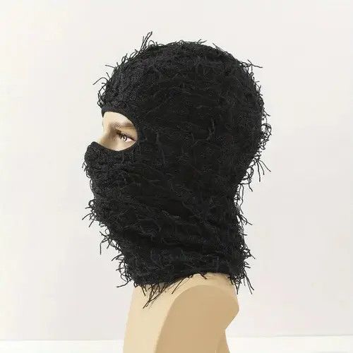 Japanese Brand Balaclava Distressed Knitted Fuzzy Beanie Hat Size ONE SIZE - 5 Thumbnail