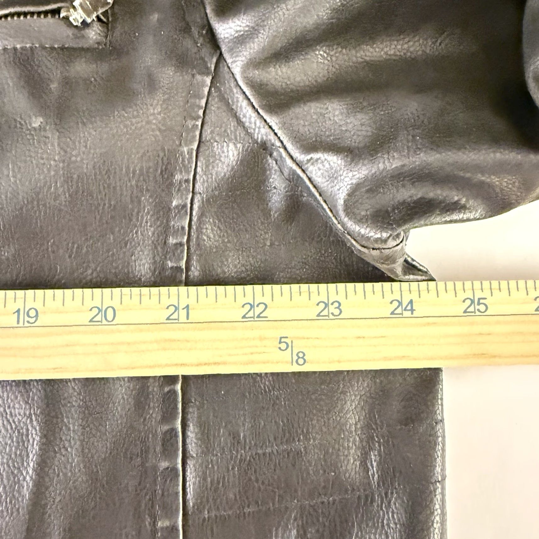 Carbon VINTAGE Carbon Biker Leather Jacket Mens XL Black Distressed Broken Zipper Zip Long Coat Style Riding Racing Walking Jacket Size US XL / EU 56 / 4 - 7 Thumbnail